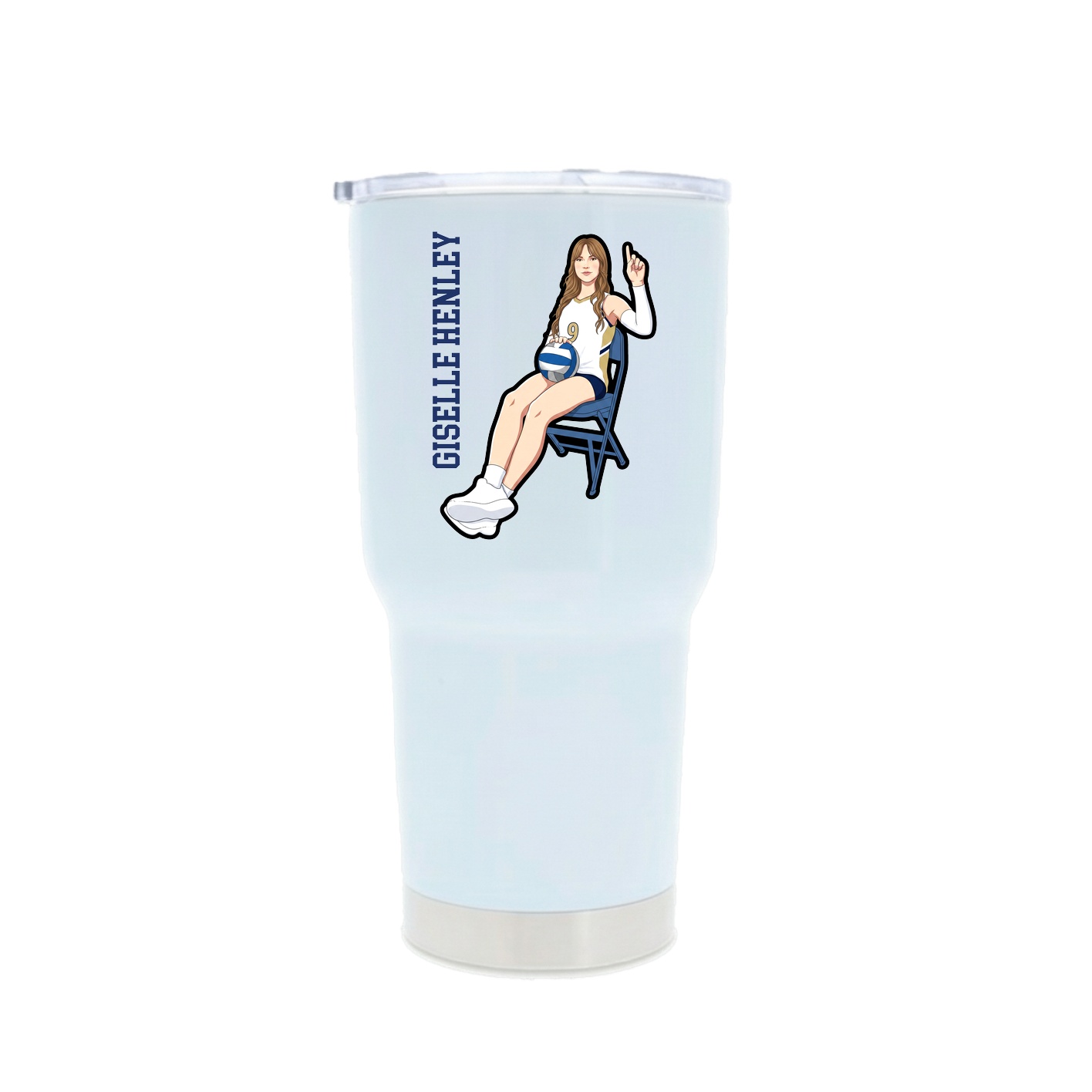 30oz Stainless Steel Tumbler — Name Vertical in White