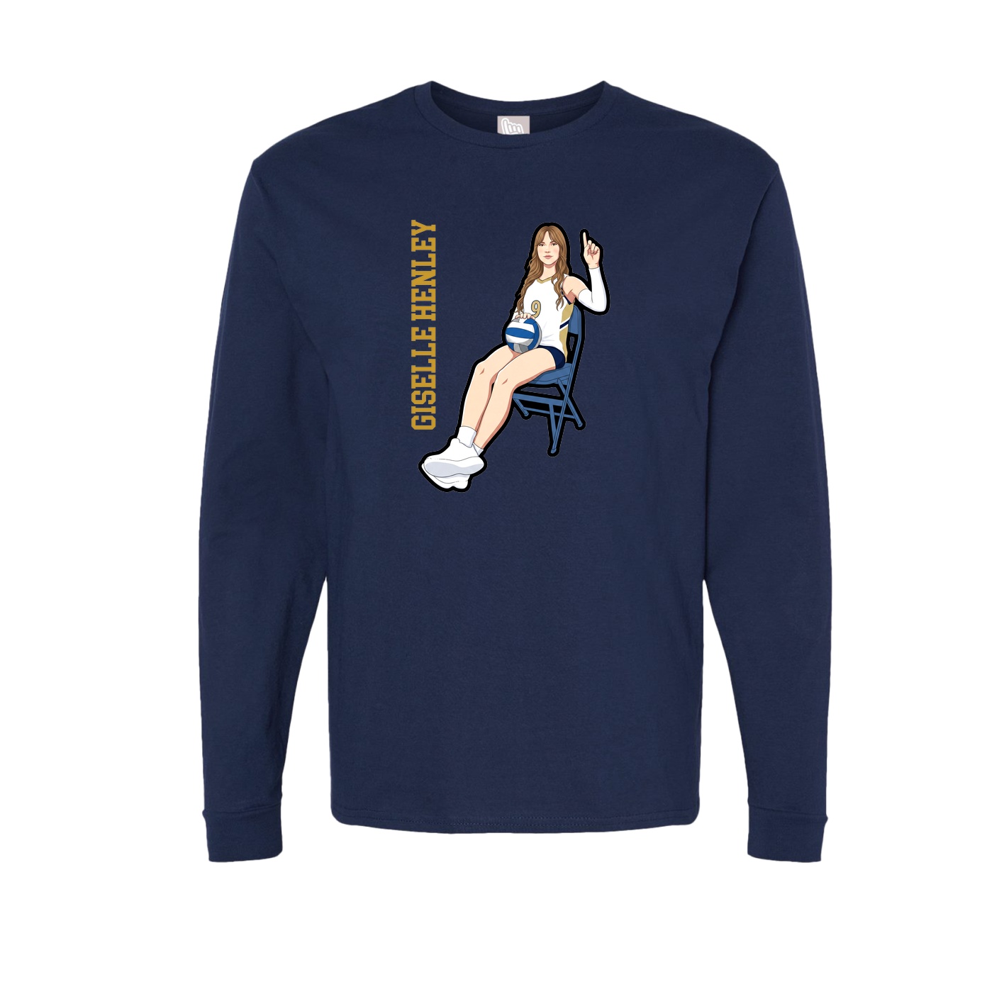 Long Sleeve Tee — Name Vertical in Navy
