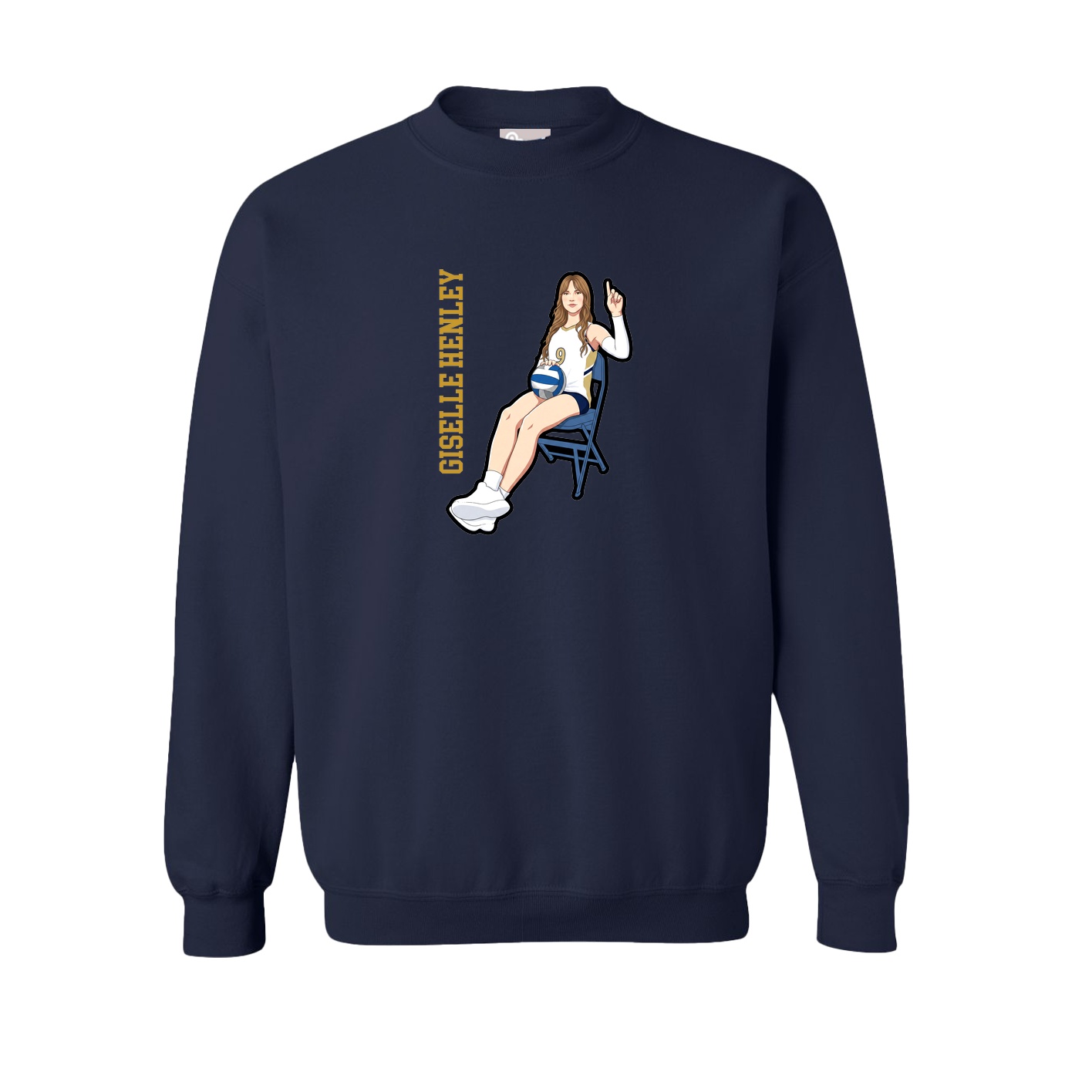 Fleece Crew — Name Vertical in Navy
