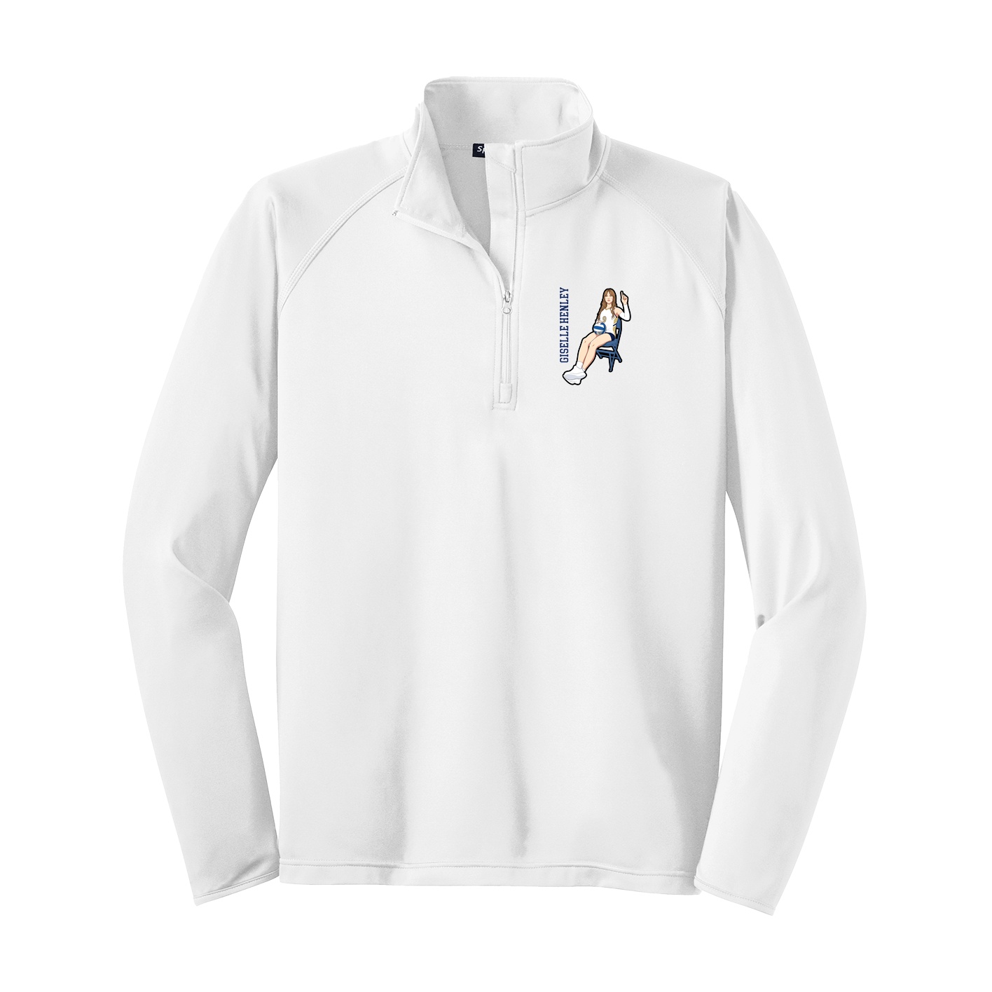 Q-Zip Pullover — Name Vertical in White