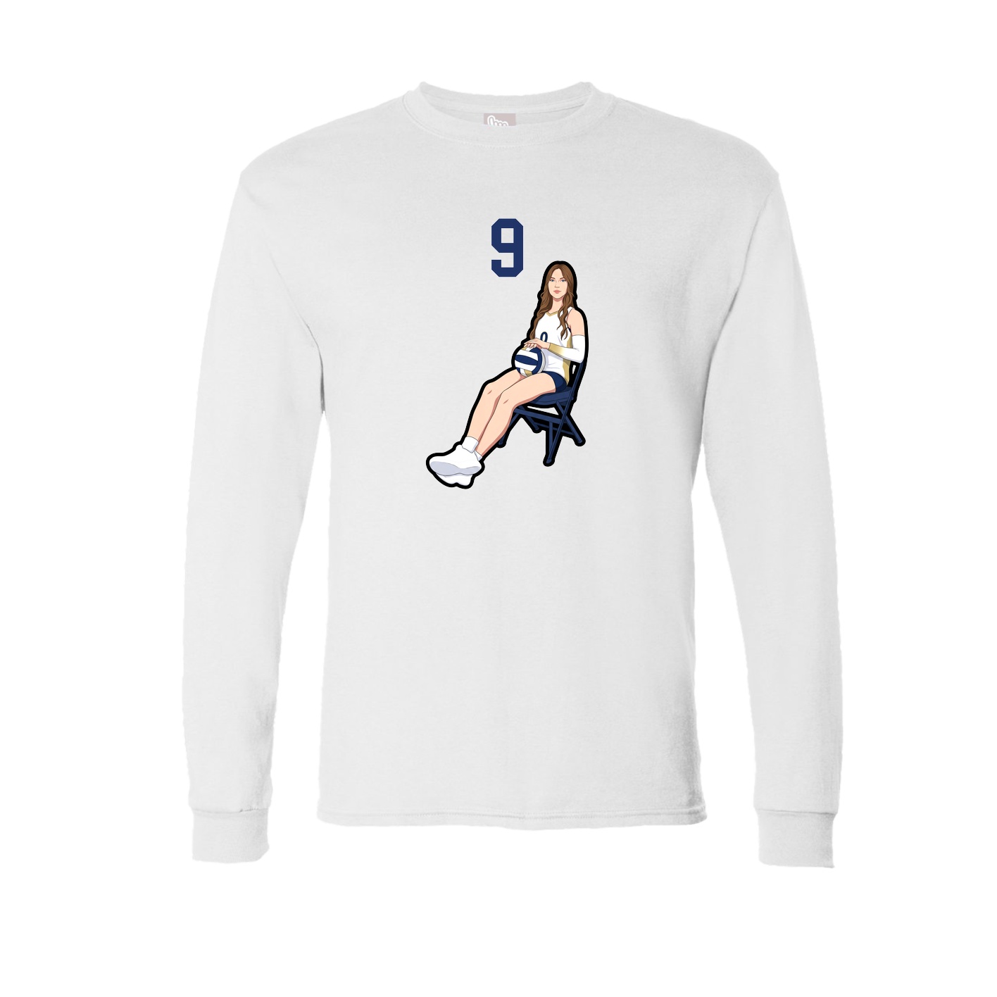Long Sleeve Tee — Number Top in White