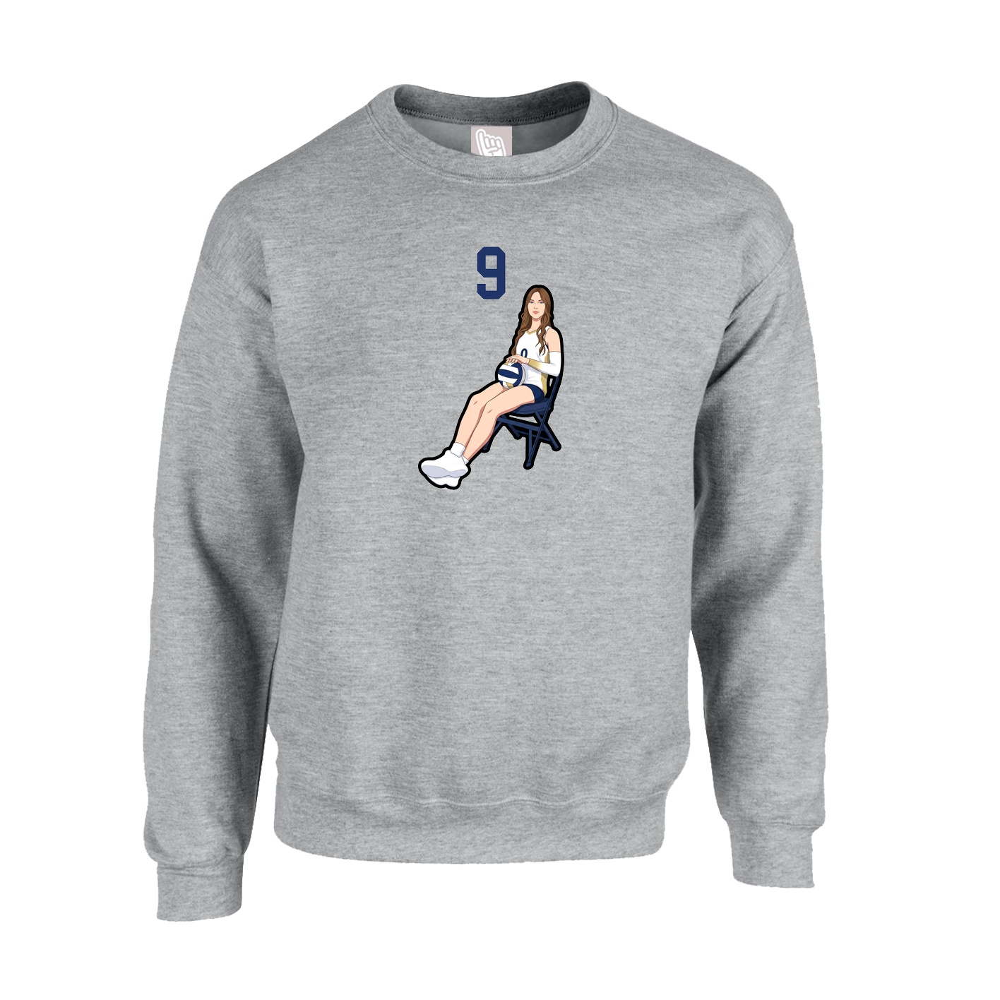 Fleece Crew — Number Top in Grey