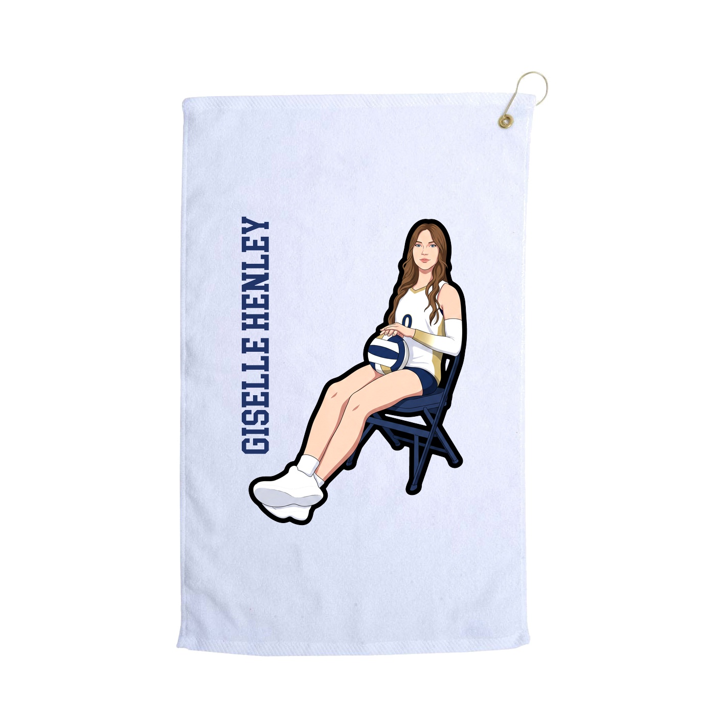 Golf Towel — Name Vertical in White
