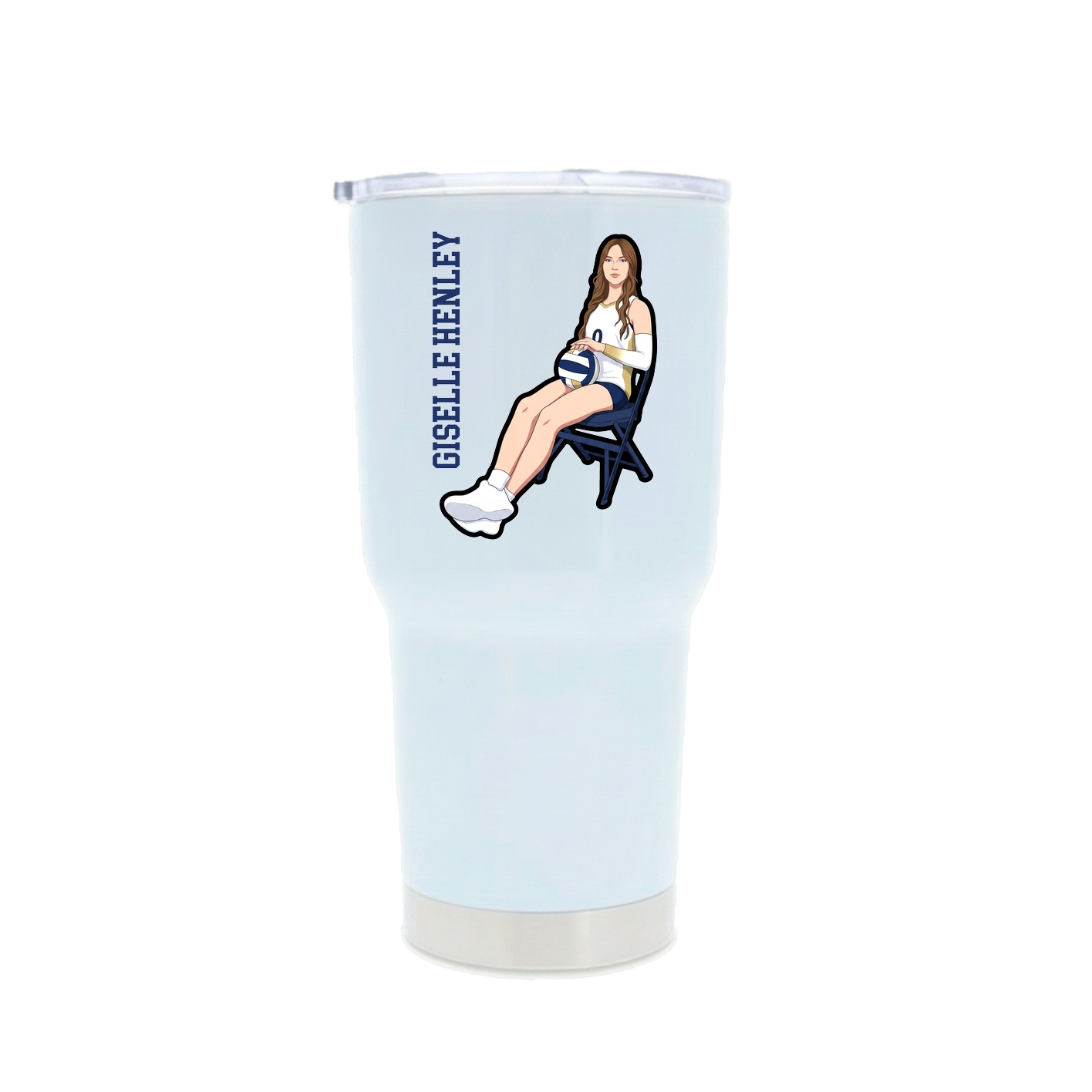30oz Stainless Steel Tumbler — Name Vertical in White