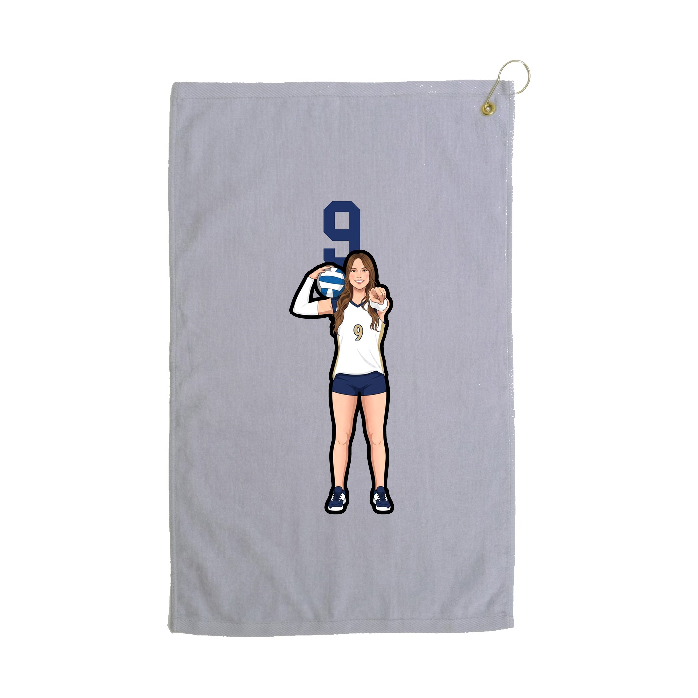 Golf Towel — Number Top in Grey