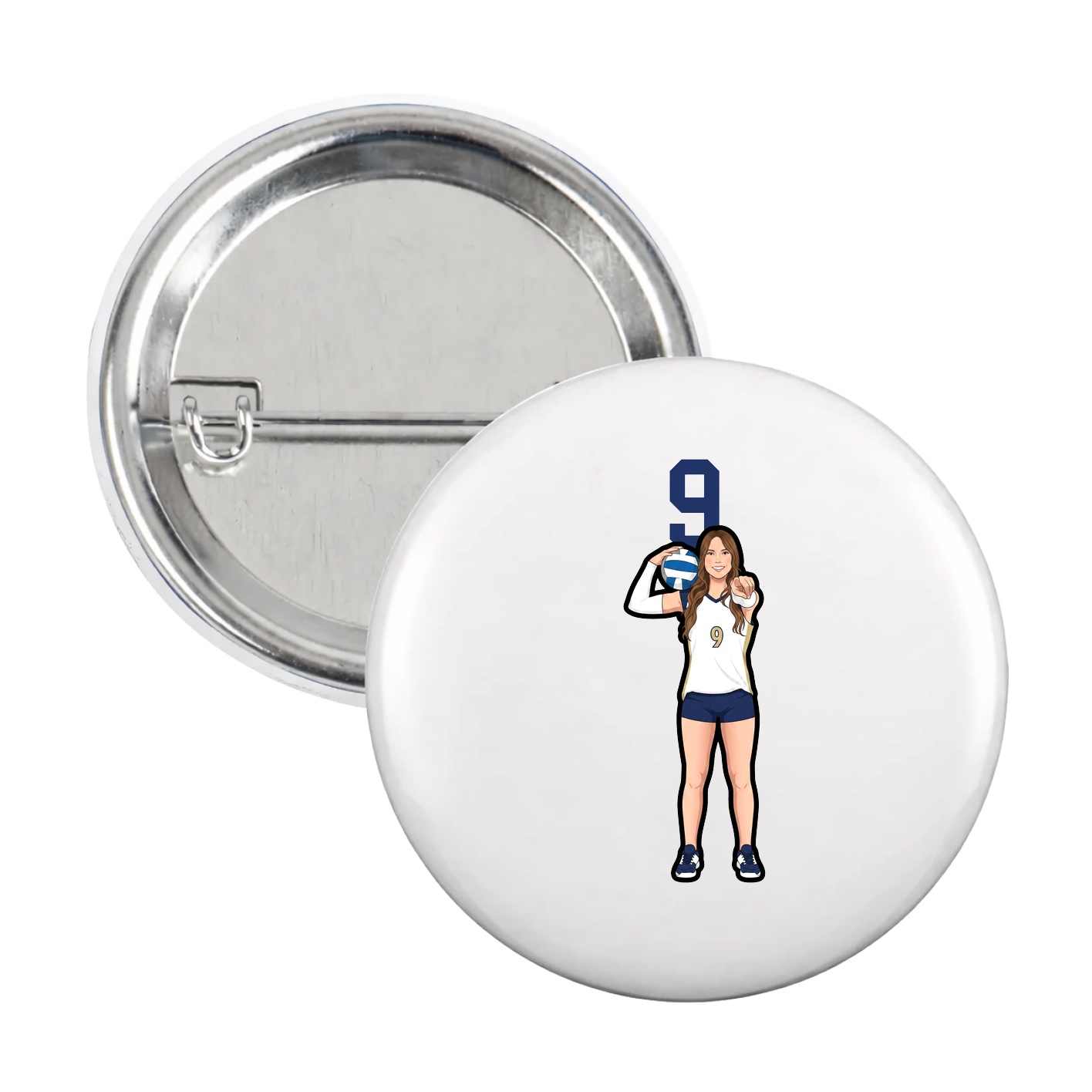 Game Day Button — Number Top in White