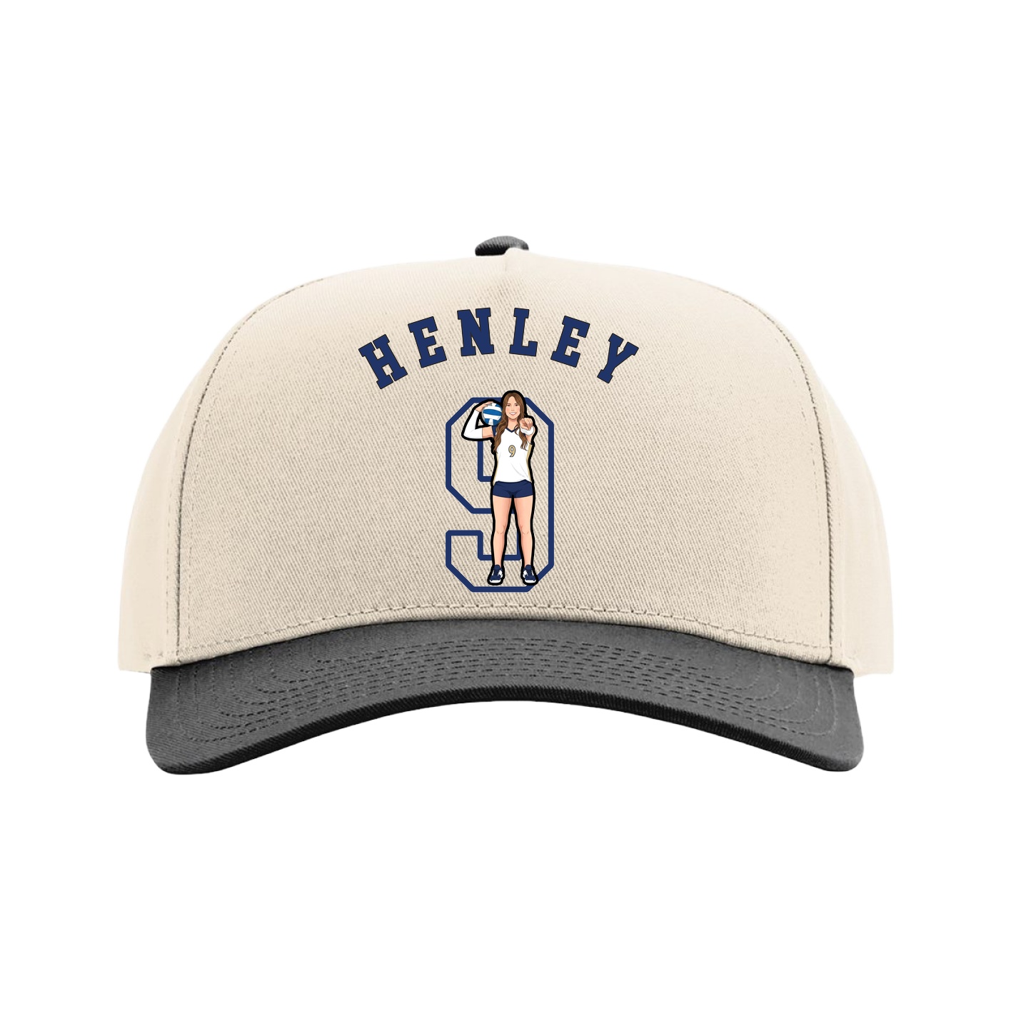 Full Fabric Five-Panel Champ Cap — Shirsey Arch in Cream/Black