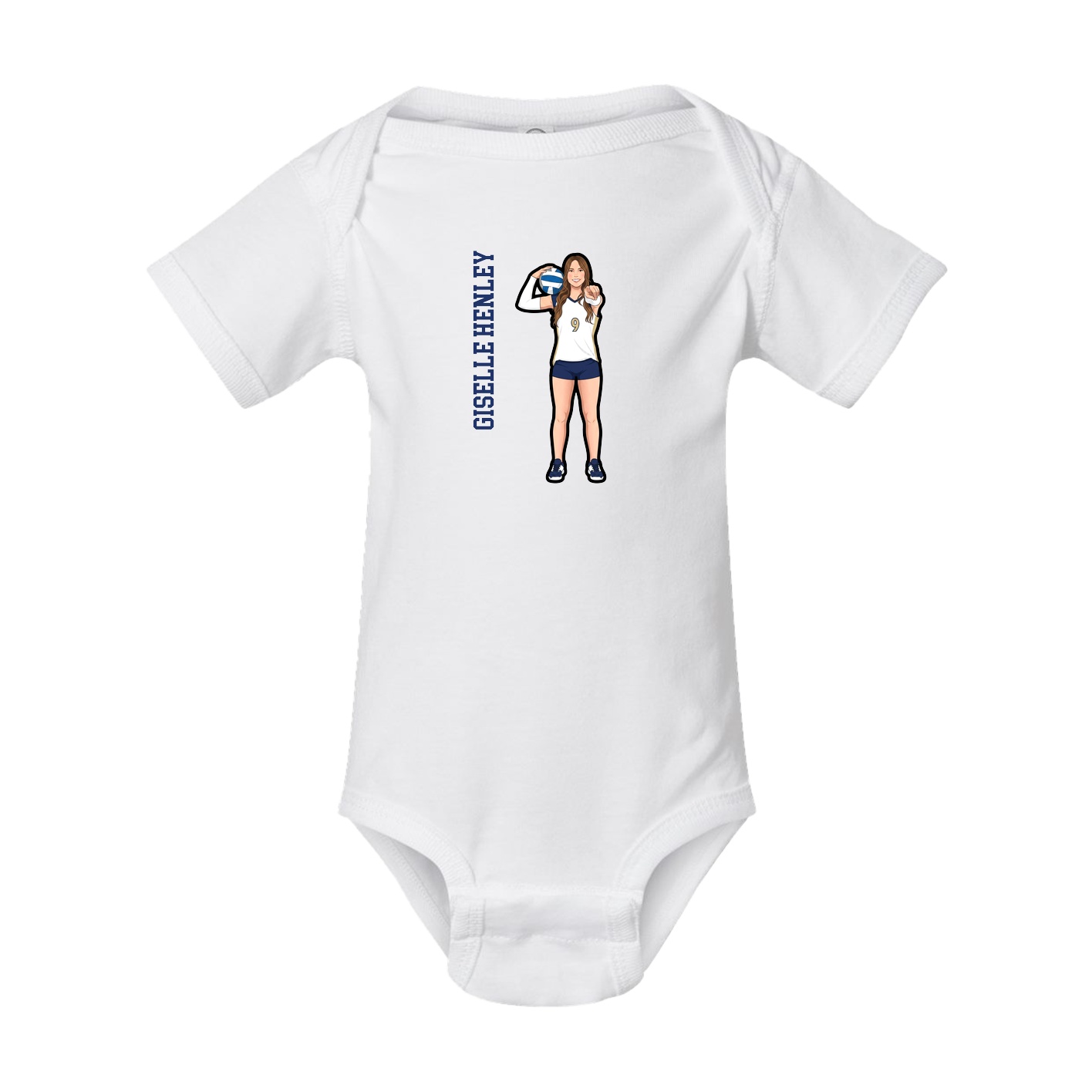 Baby Onesie — Name Vertical in White