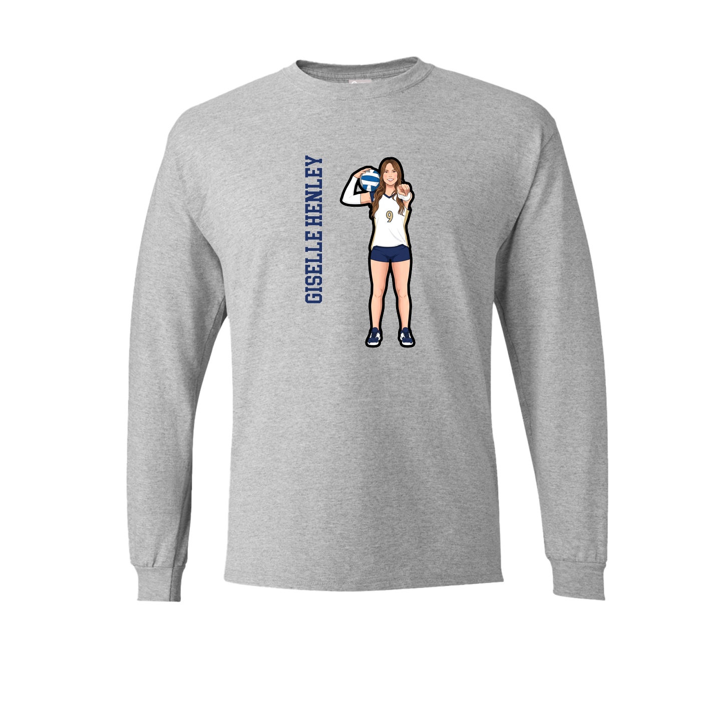Long Sleeve Tee — Name Vertical in Grey