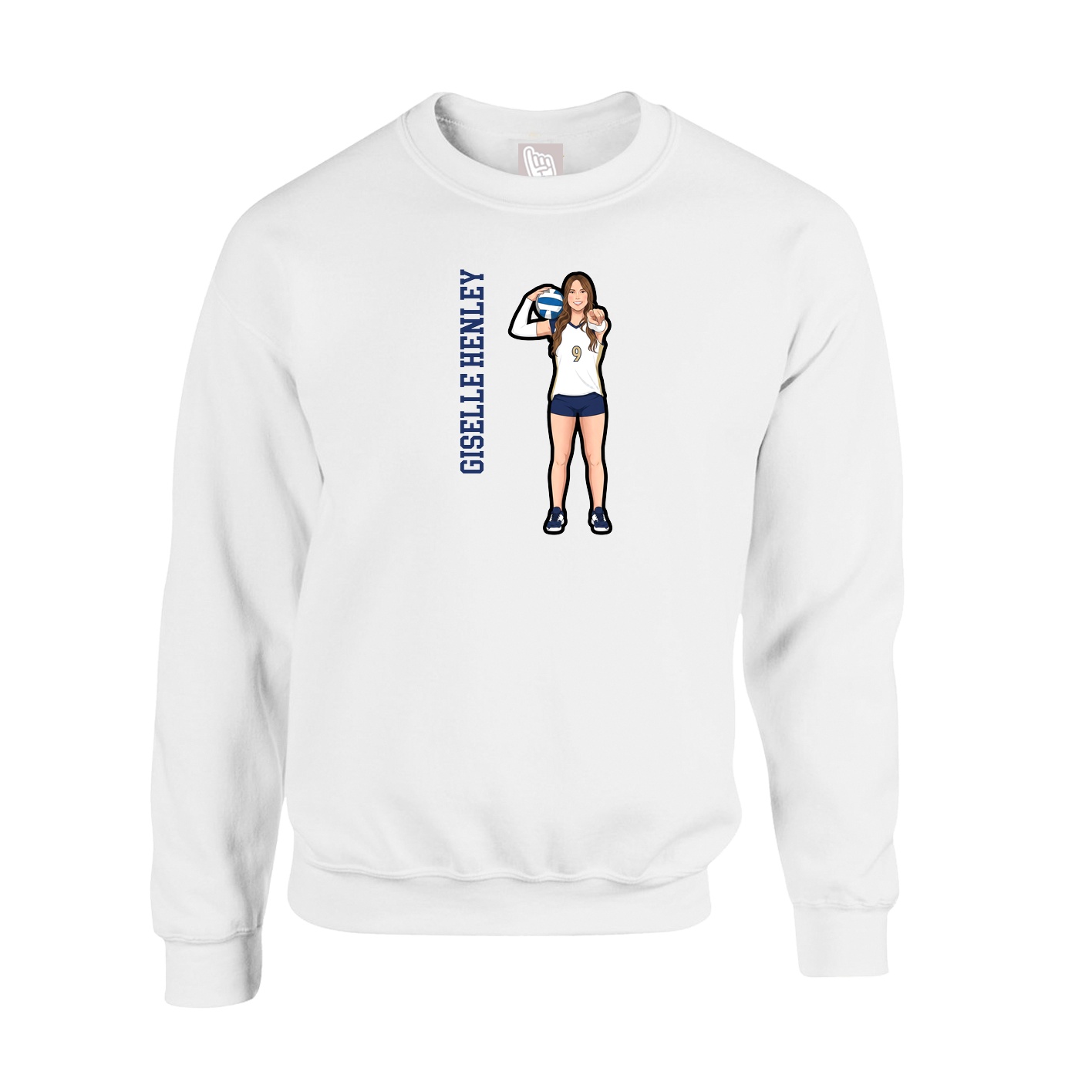 Fleece Crew — Name Vertical in White