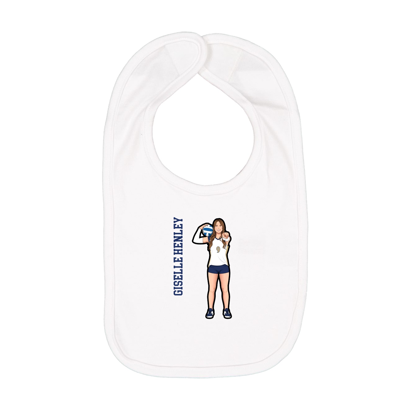 Infant Bib — Name Vertical in White
