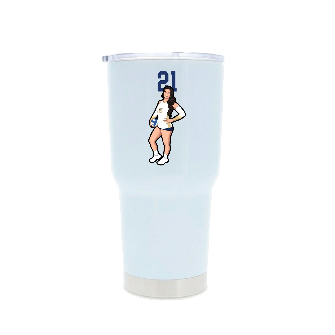 30oz Stainless Steel Tumbler — Number Top in White