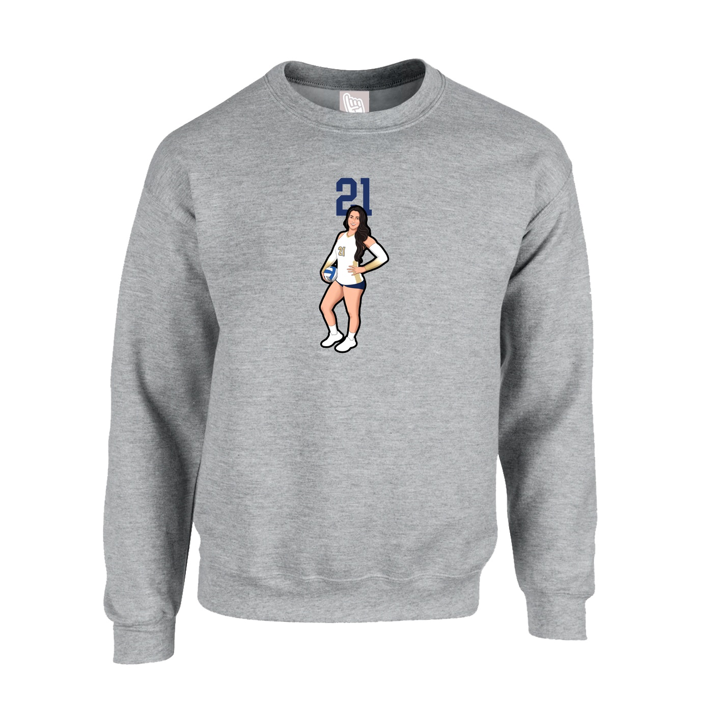 Fleece Crew — Number Top in Grey