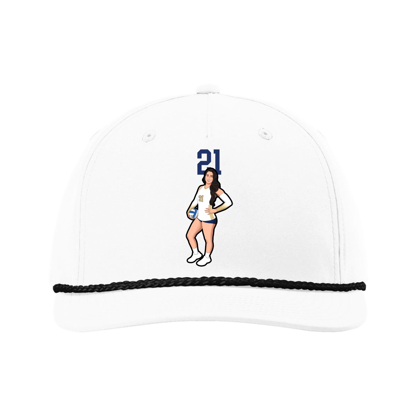Five-Panel Classic Rope Cap — Number Top in White