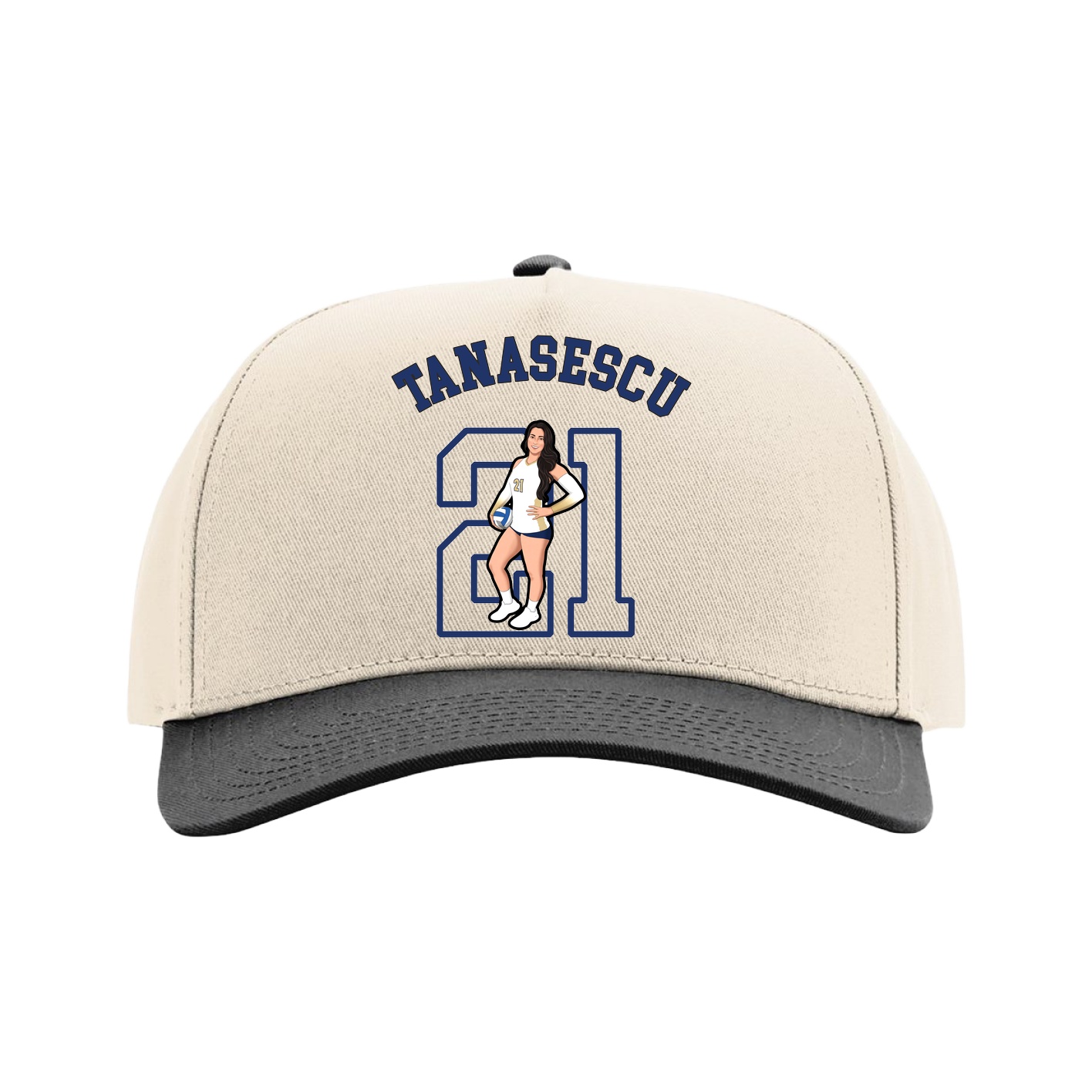 Full Fabric Five-Panel Champ Cap — Shirsey Arch in Cream/Black