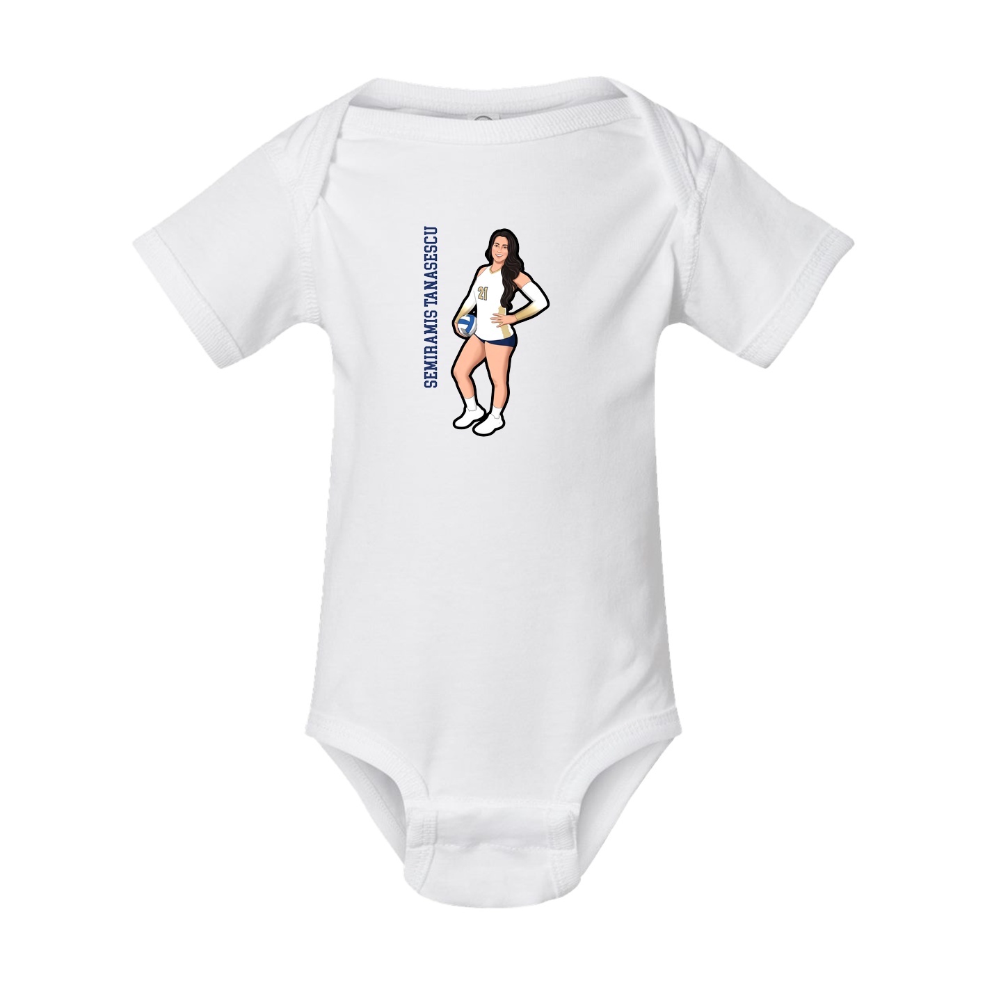 Baby Onesie — Name Vertical in White