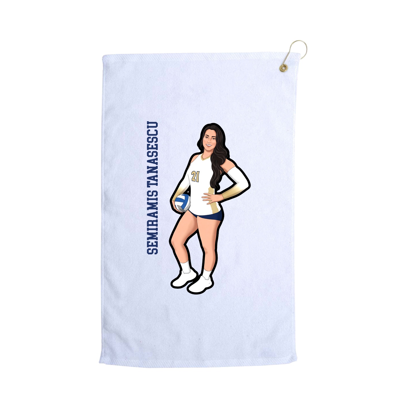 Golf Towel — Name Vertical in White