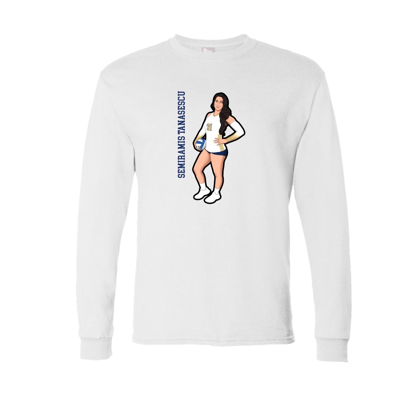 Long Sleeve Tee — Name Vertical in White