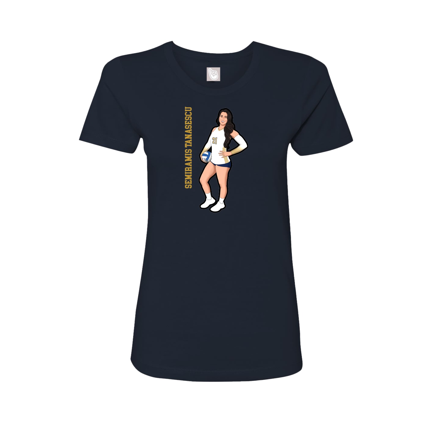 Fitted Women's Tee — Name Vertical in Navy