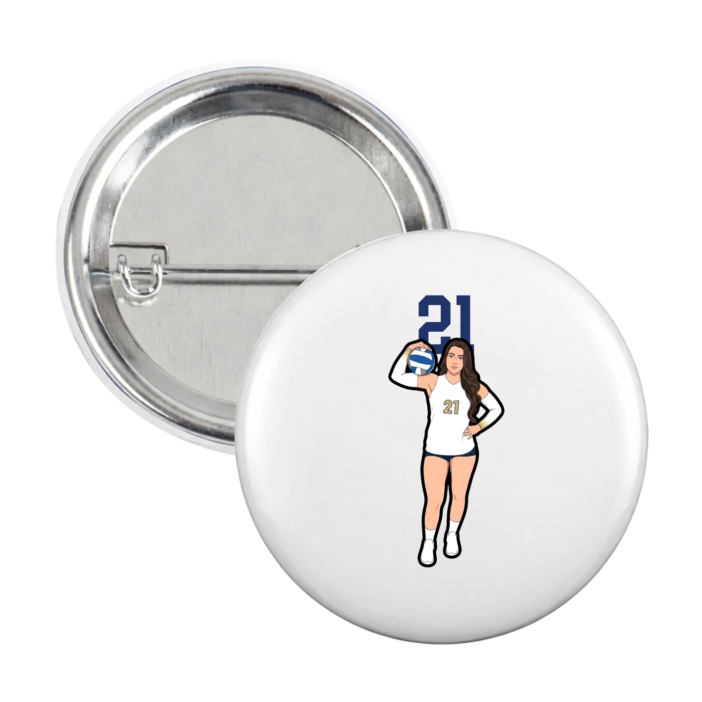 Game Day Button — Number Top in White