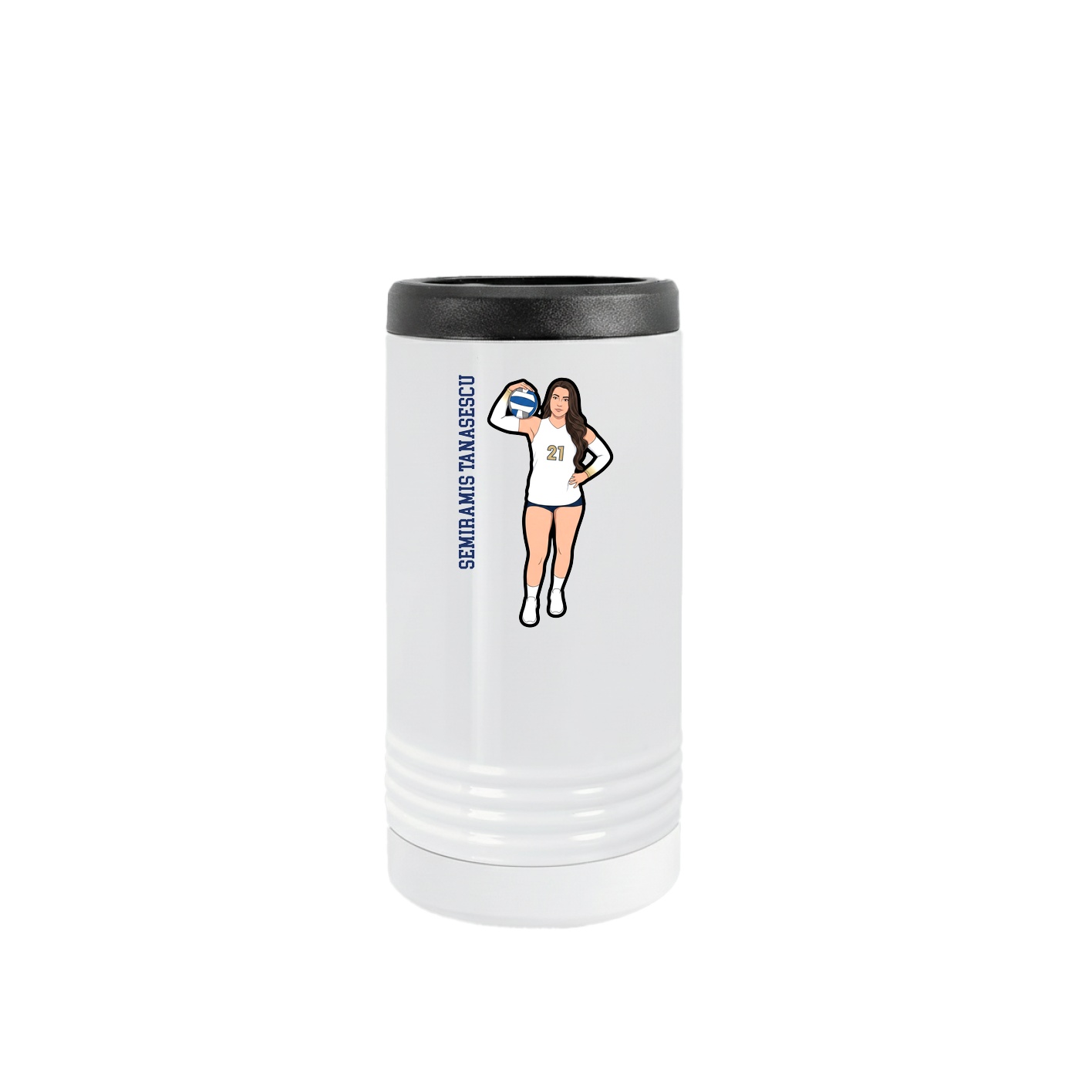 Slim Beverage Holder — Name Vertical in White