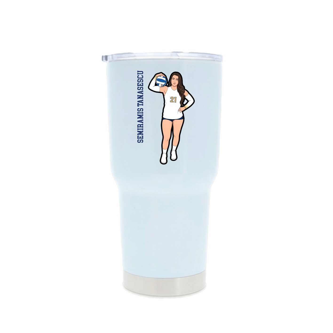 30oz Stainless Steel Tumbler — Name Vertical in White