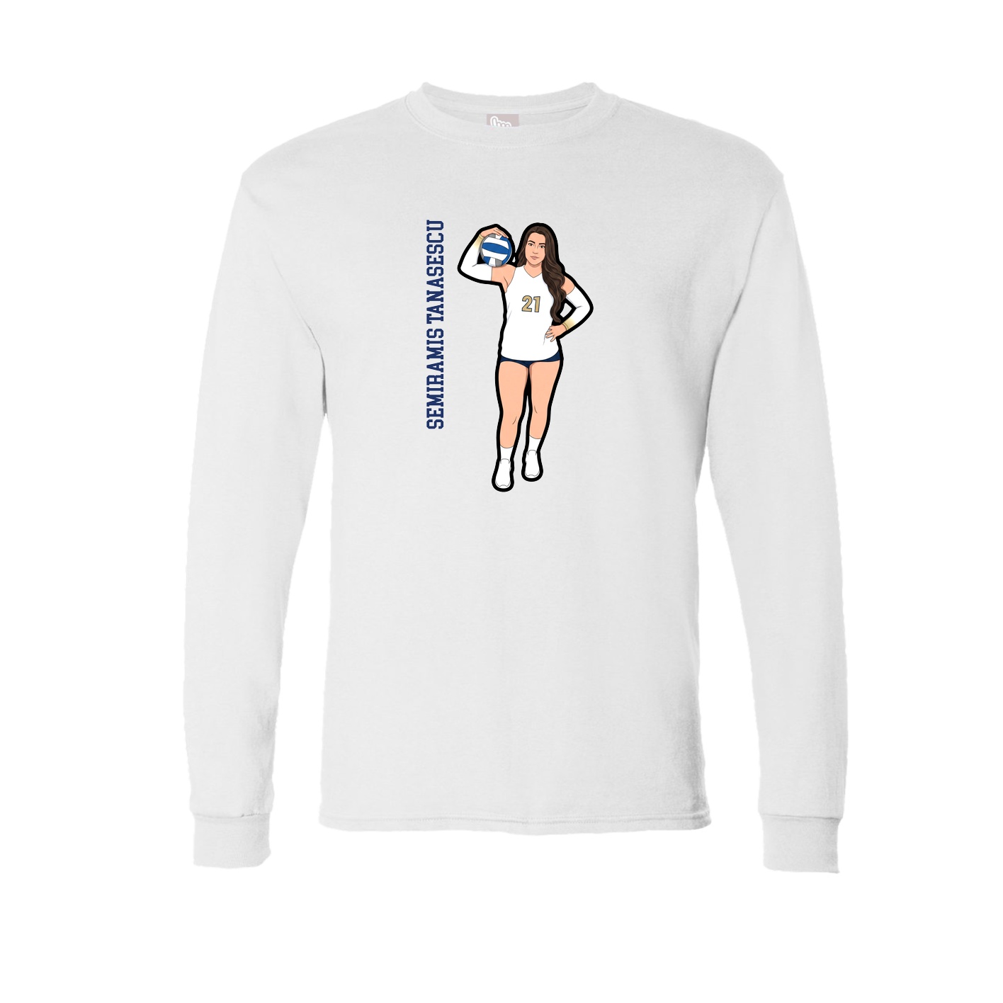 Long Sleeve Tee — Name Vertical in White