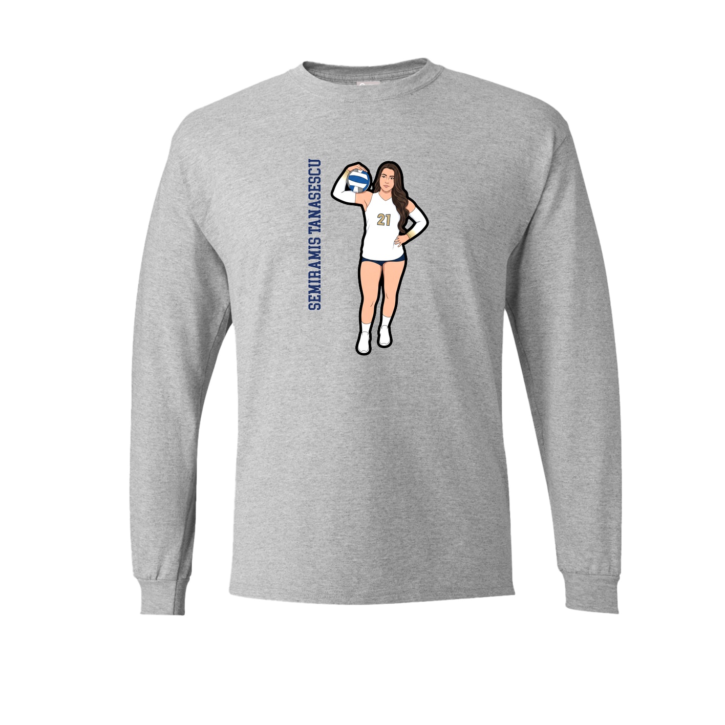 Long Sleeve Tee — Name Vertical in Grey