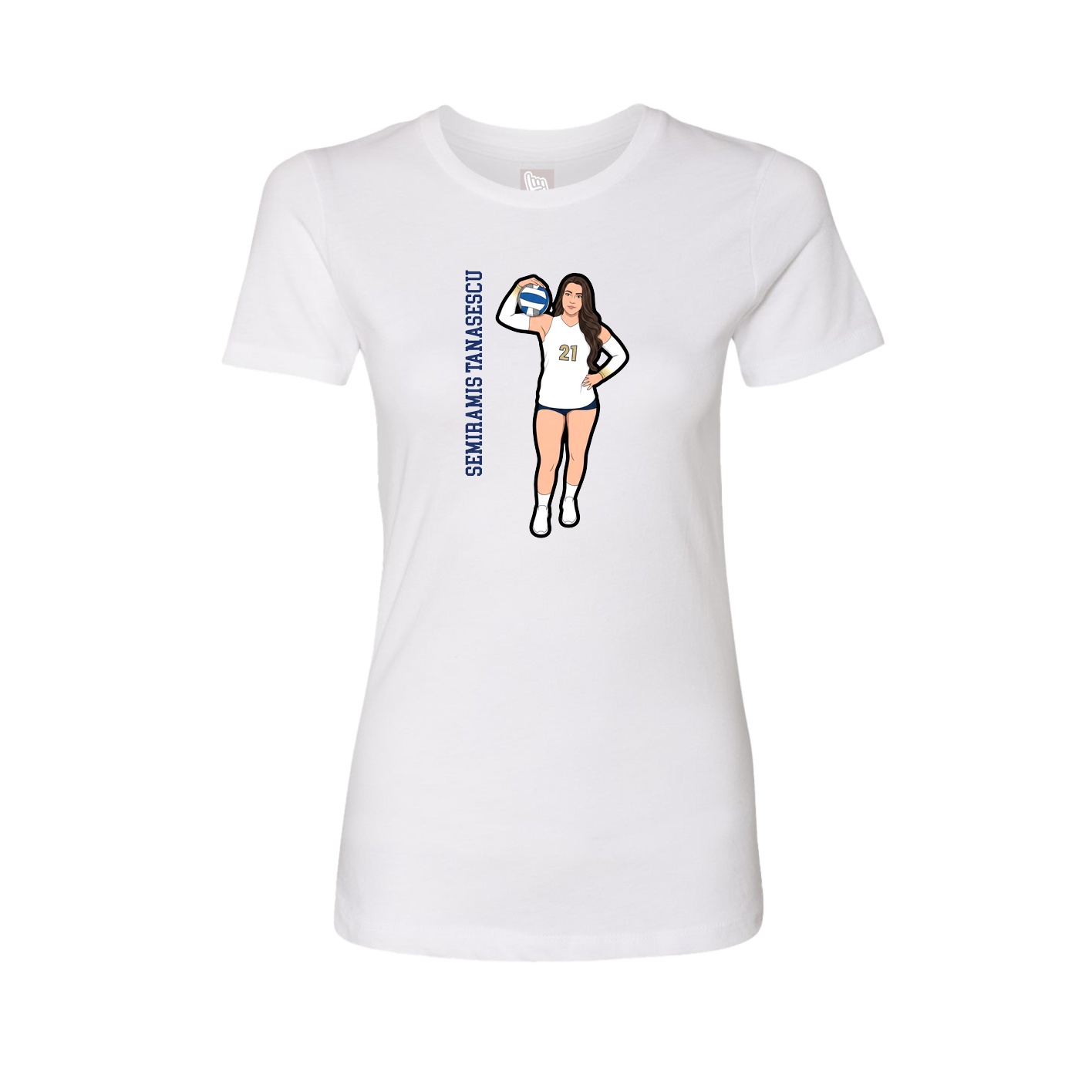 Fitted Women's Tee — Name Vertical in White
