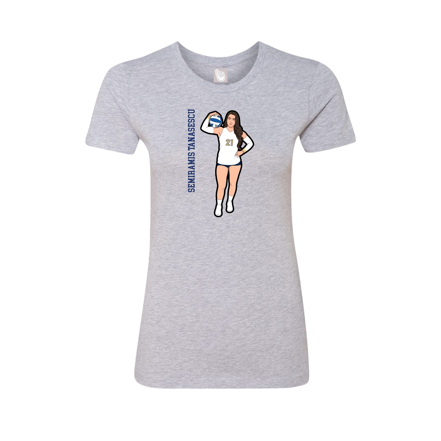 Womens Tee — Name Vertical in Grey