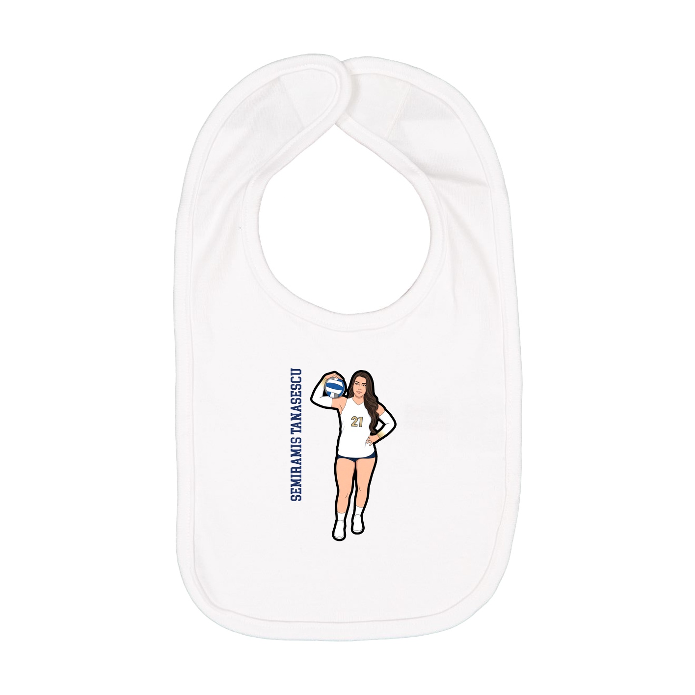 Infant Bib — Name Vertical in White