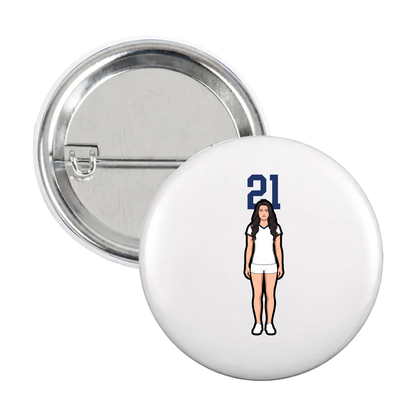 Game Day Button — Number Top in White