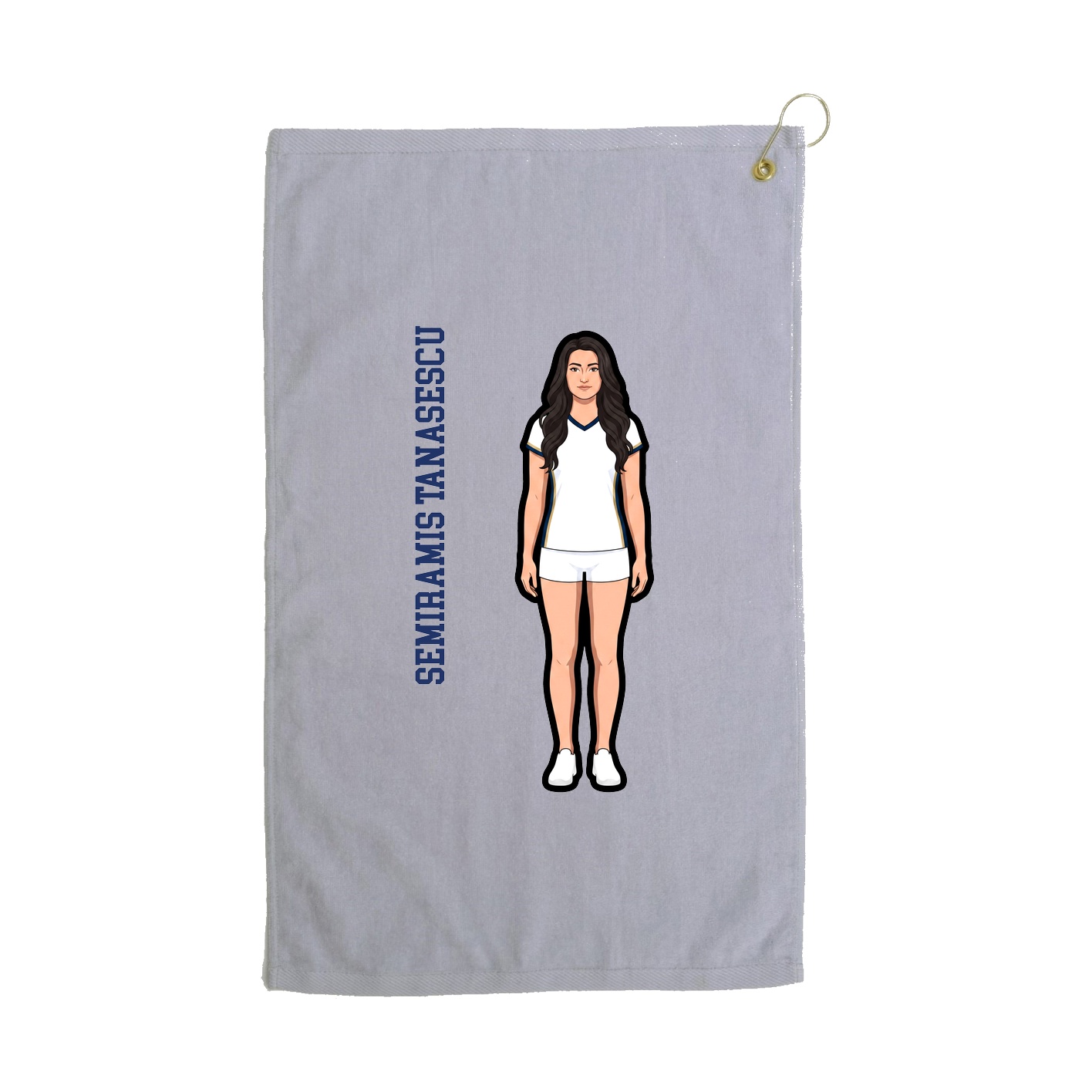 Golf Towel — Name Vertical in Grey