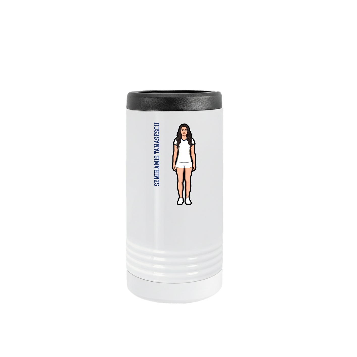 Slim Beverage Holder — Name Vertical in White