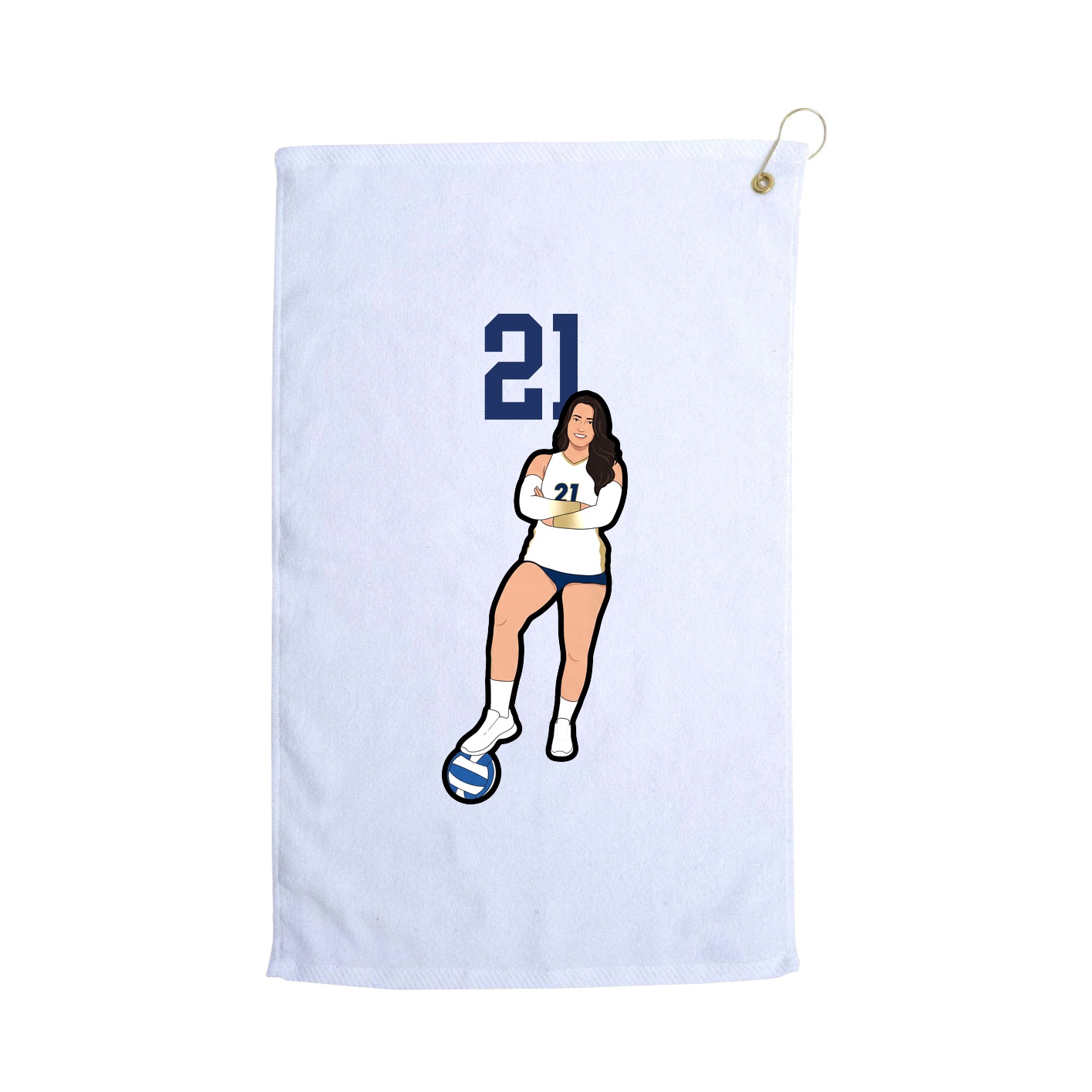 Golf Towel — Number Top in White