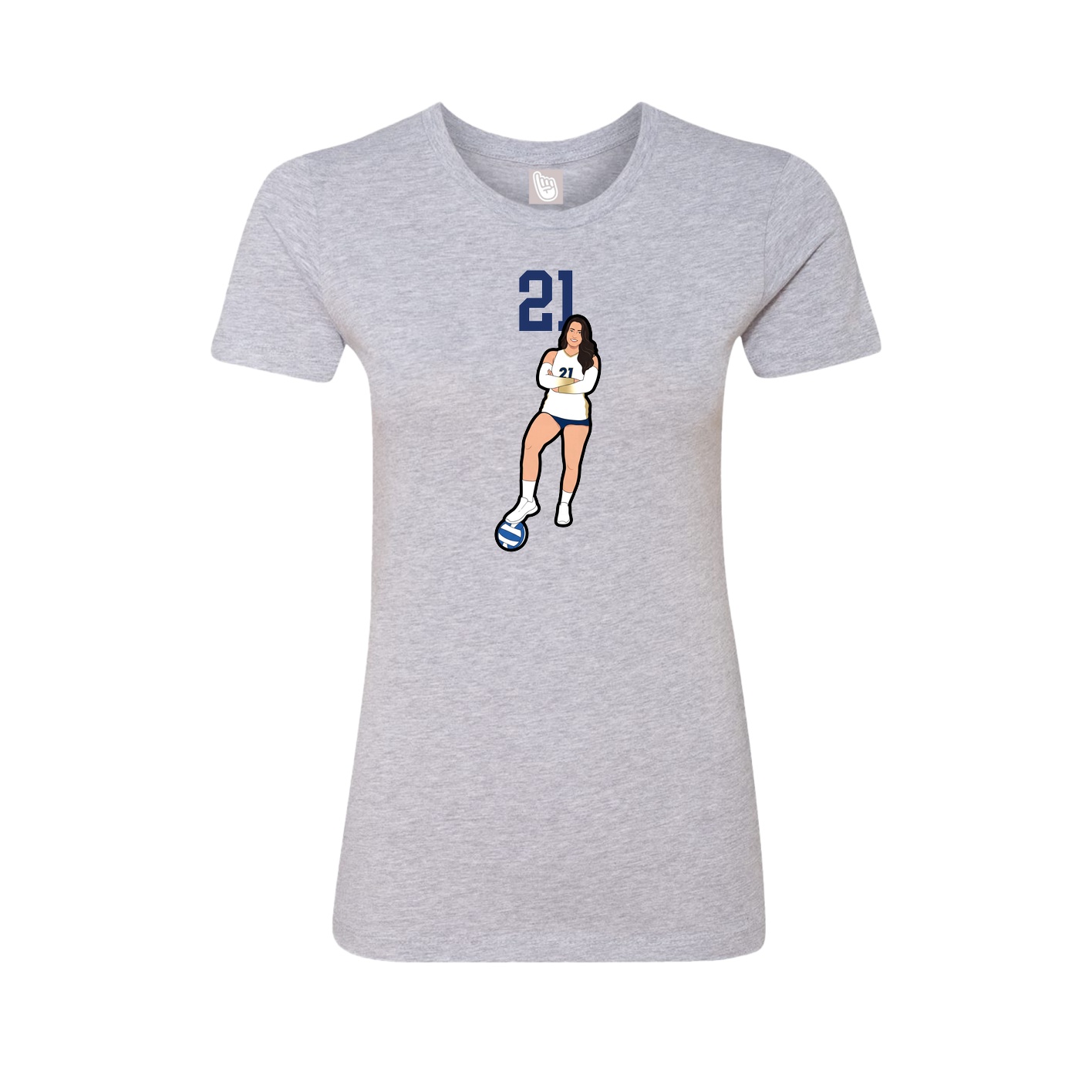 Fitted Women's Tee — Number Top in Grey