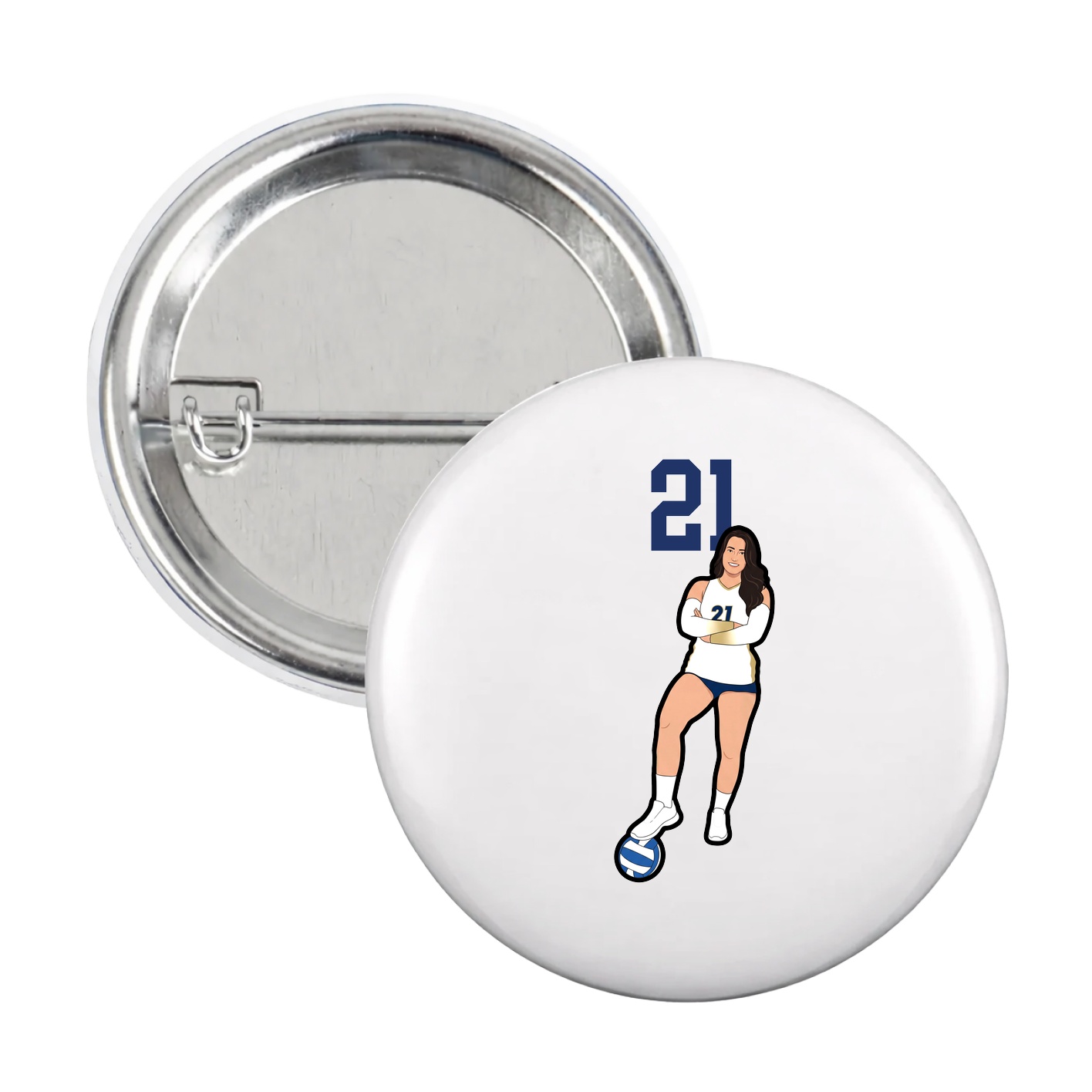 Game Day Button — Number Top in White