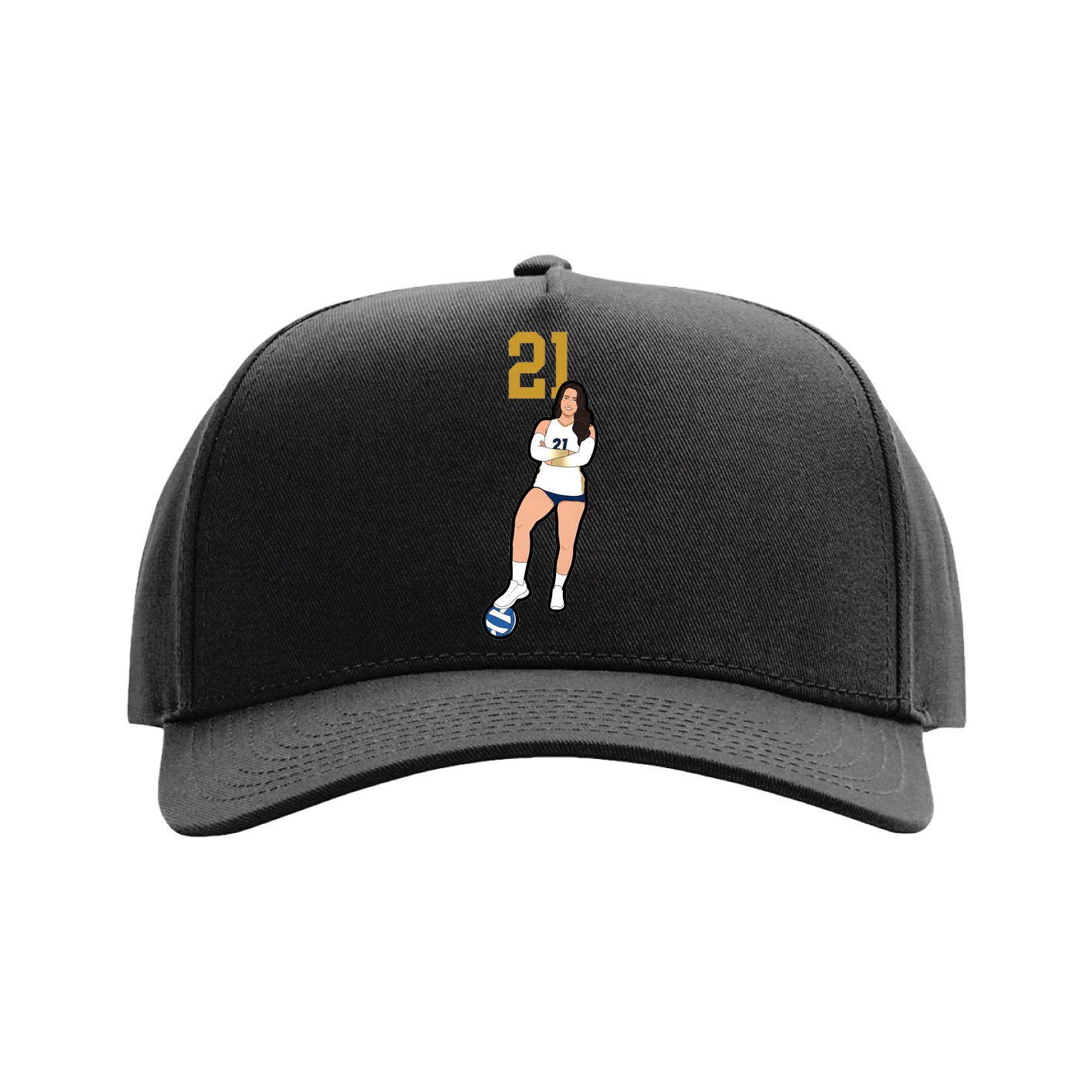 Full Fabric Five-Panel Champ Cap — Number Top in Black