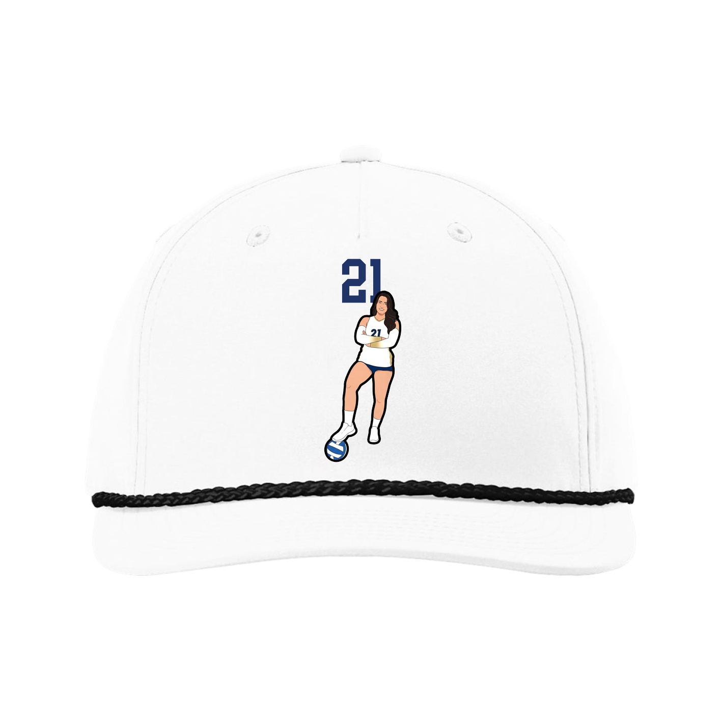 Five-Panel Classic Rope Cap — Number Top in White