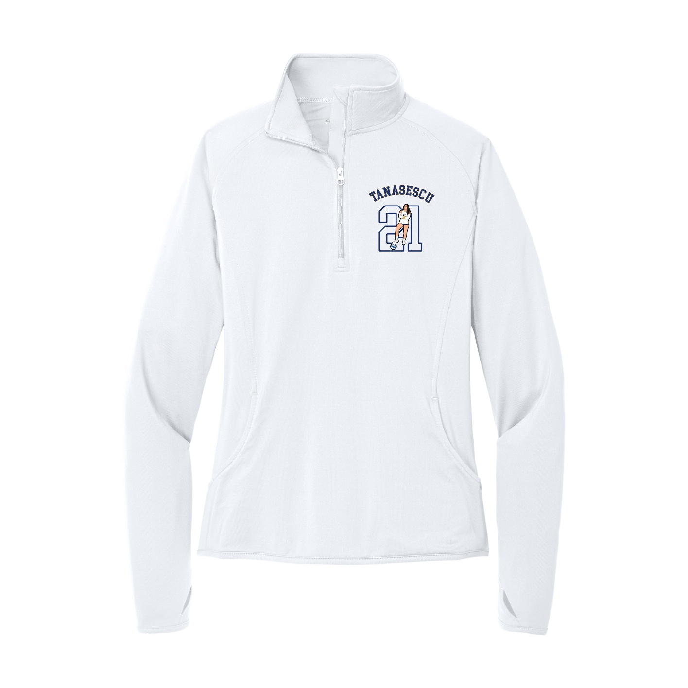 Women's Q-Zip Pullover — Shirsey Arch in White