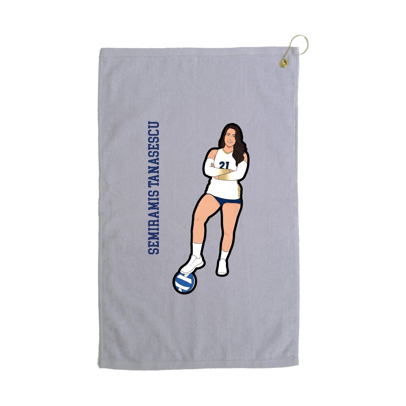 Golf Towel — Name Vertical in Grey