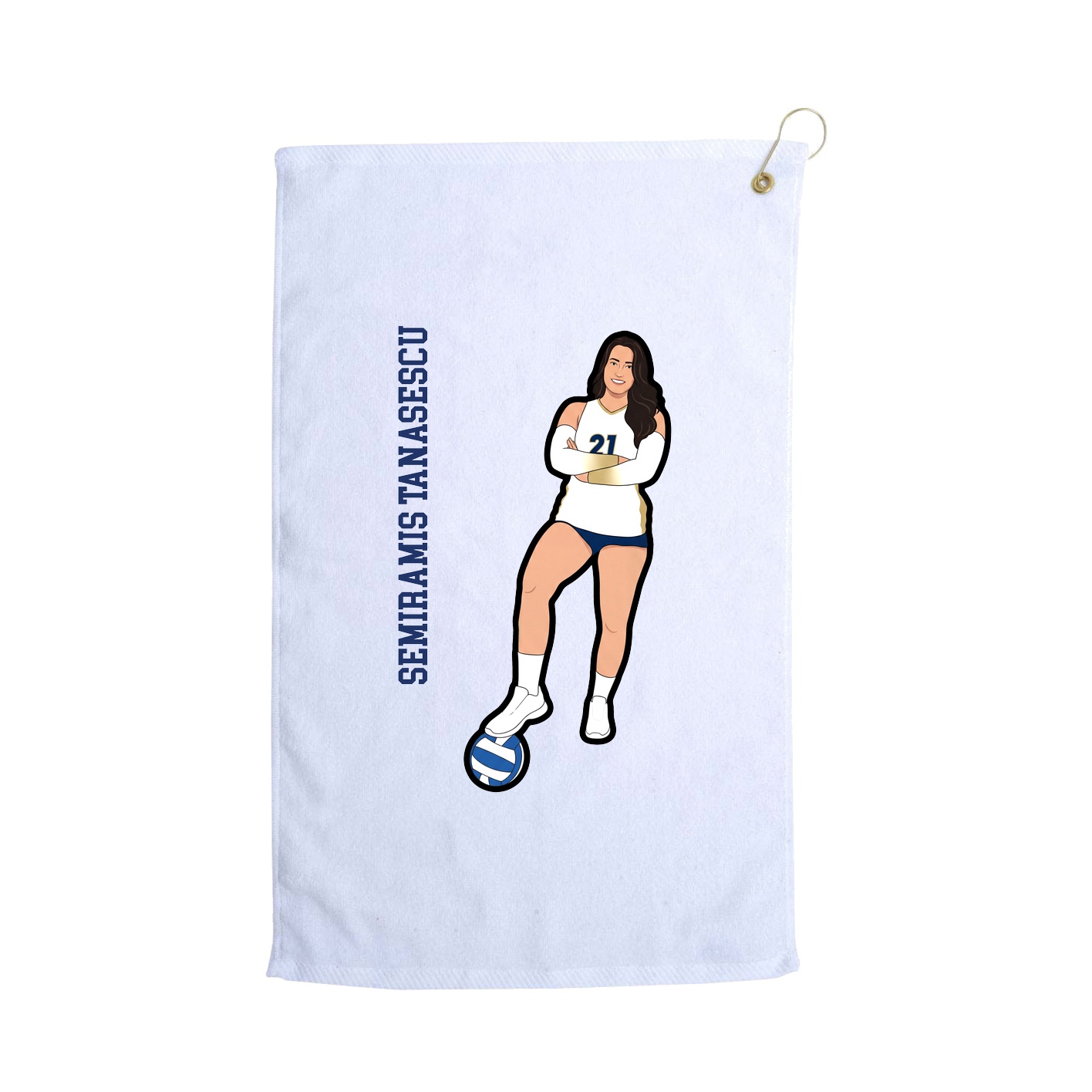 Golf Towel — Name Vertical in White