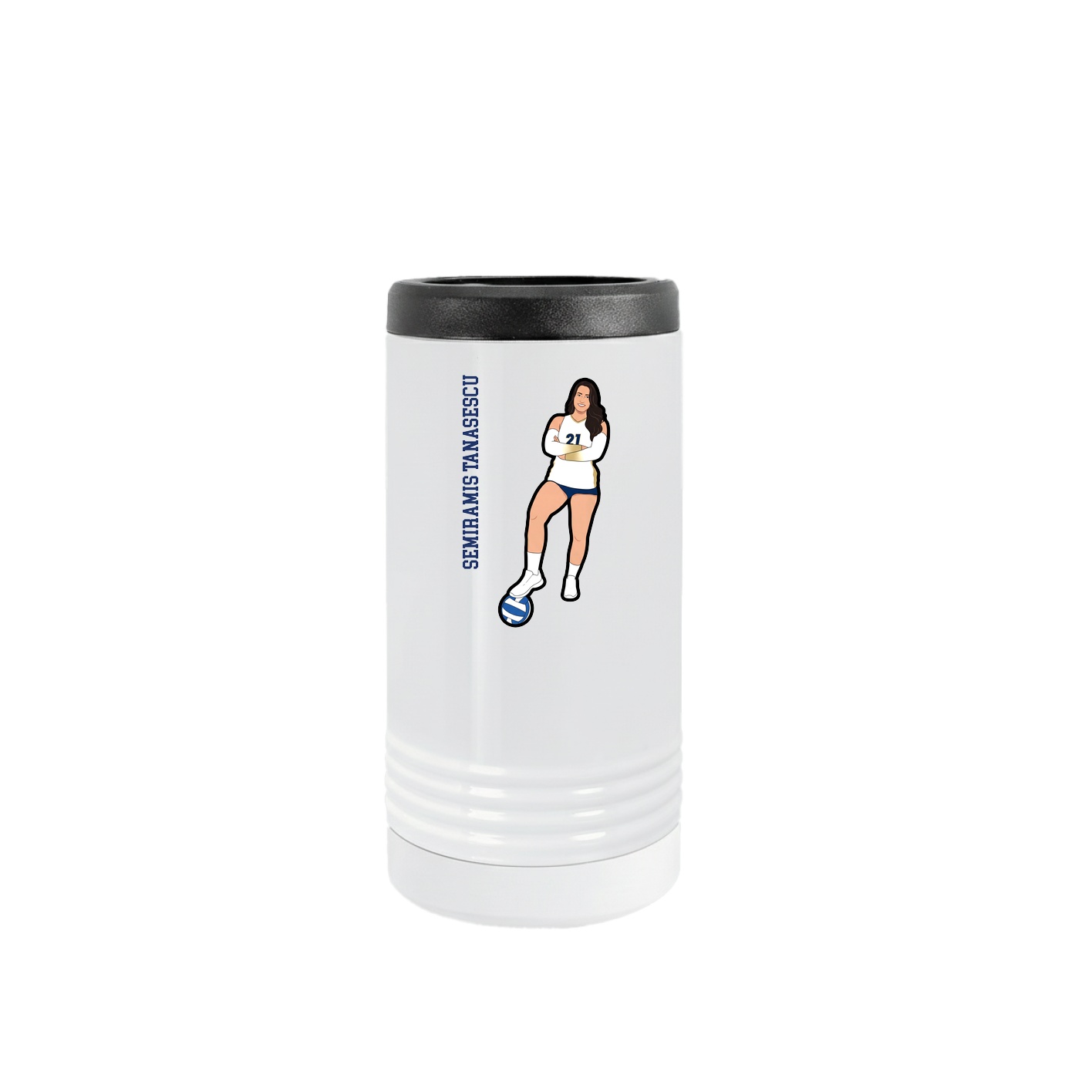 Slim Beverage Holder — Name Vertical in White
