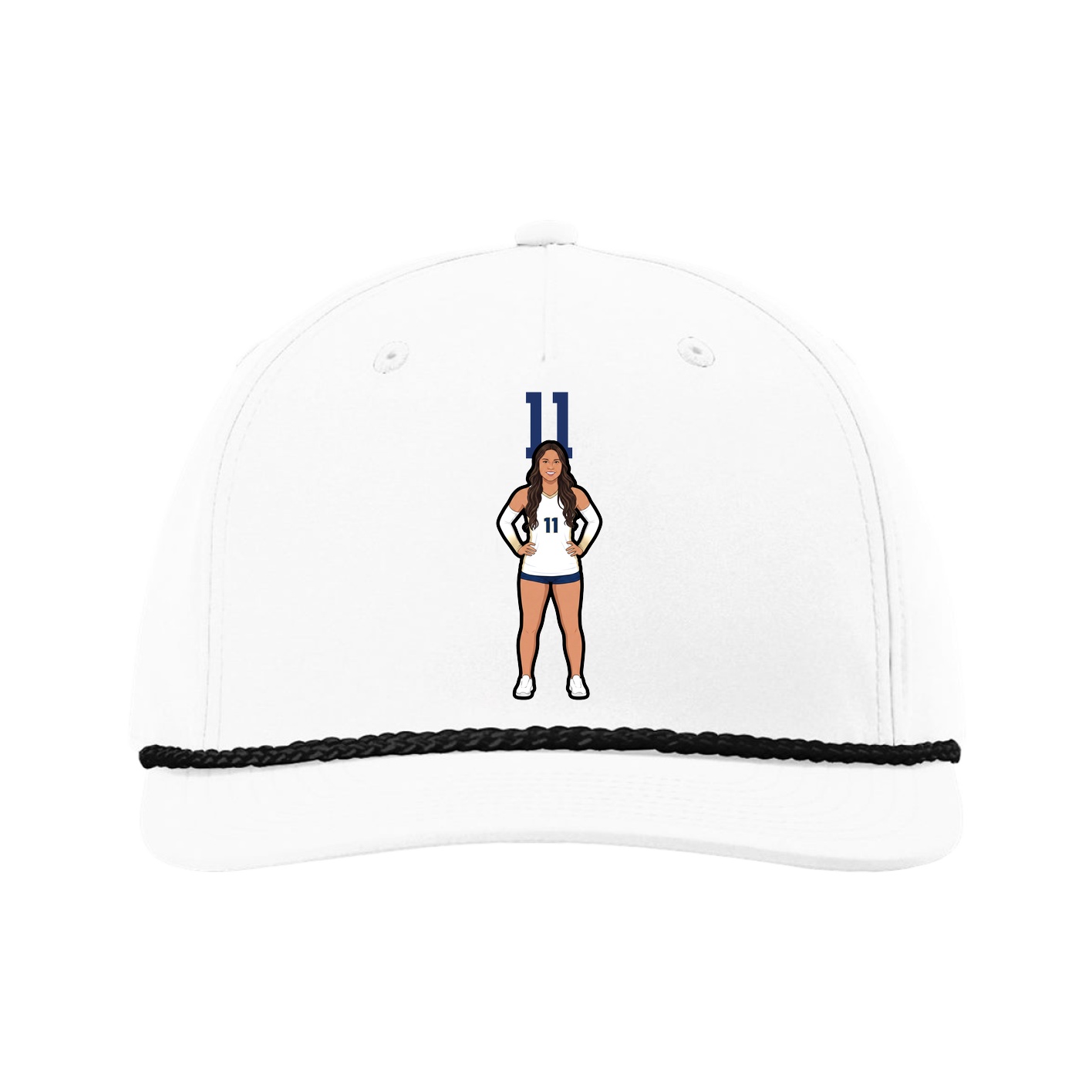 Five-Panel Classic Rope Cap — Number Top in White