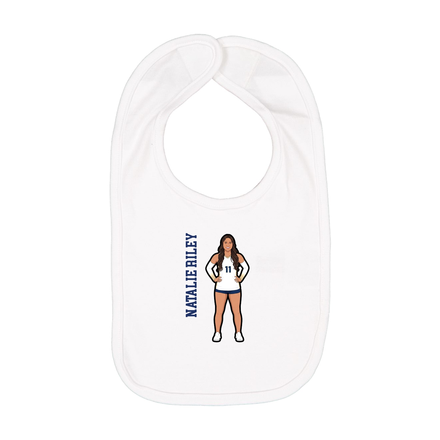 Infant Bib — Name Vertical in White