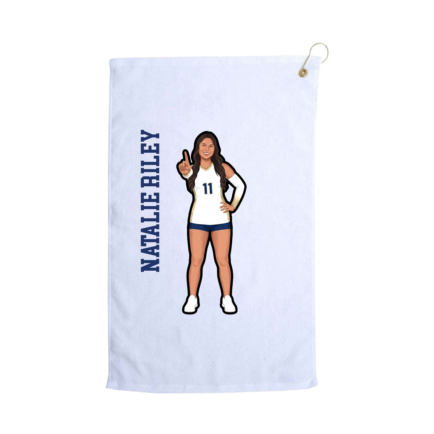 Golf Towel — Name Vertical in White