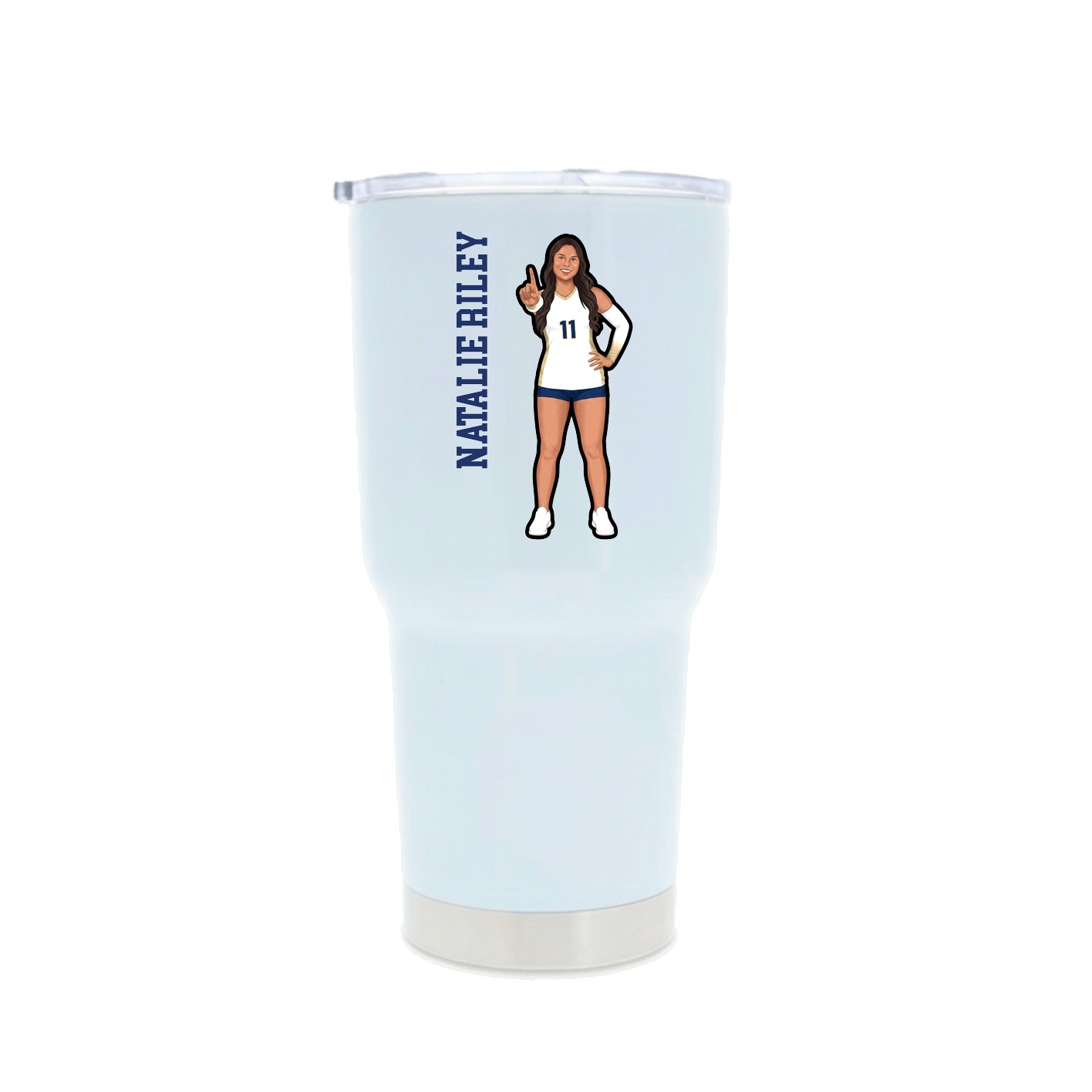 30oz Stainless Steel Tumbler — Name Vertical in White