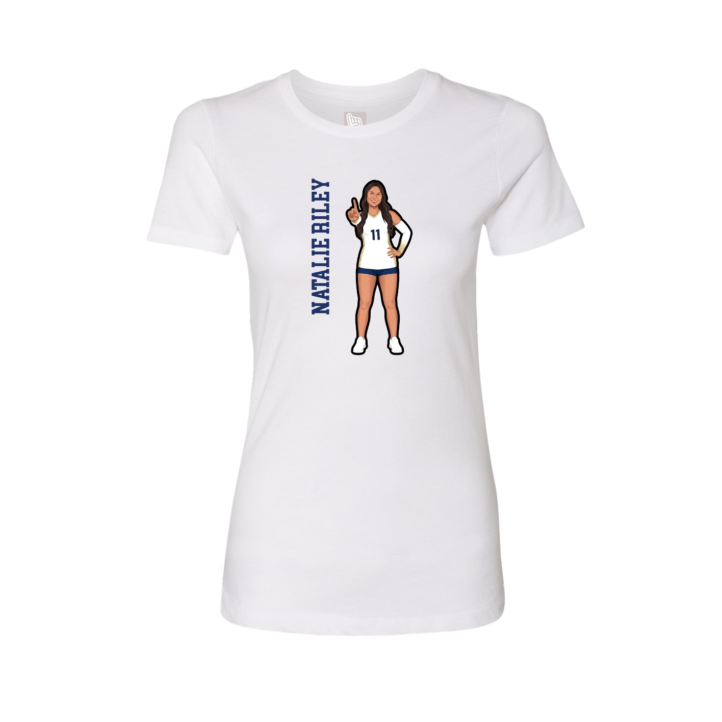 Fitted Women's Tee — Name Vertical in White