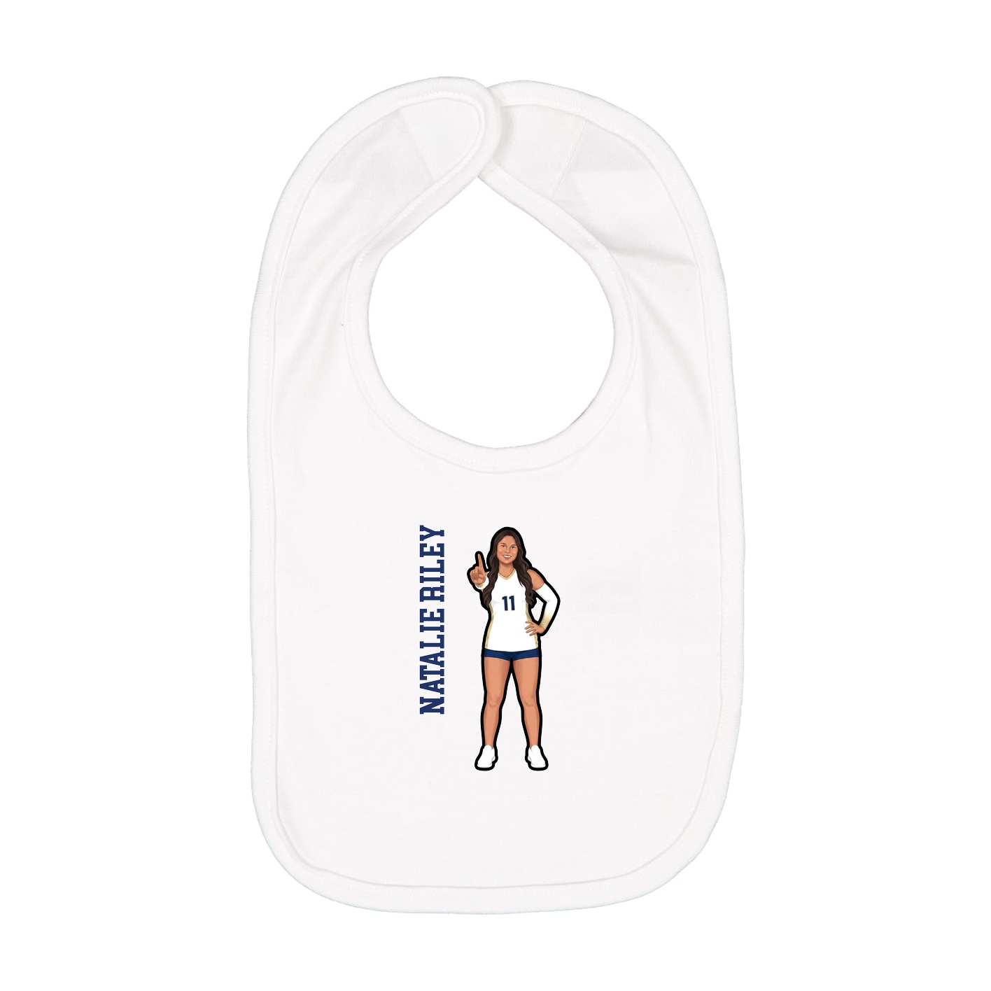 Infant Bib — Name Vertical in White