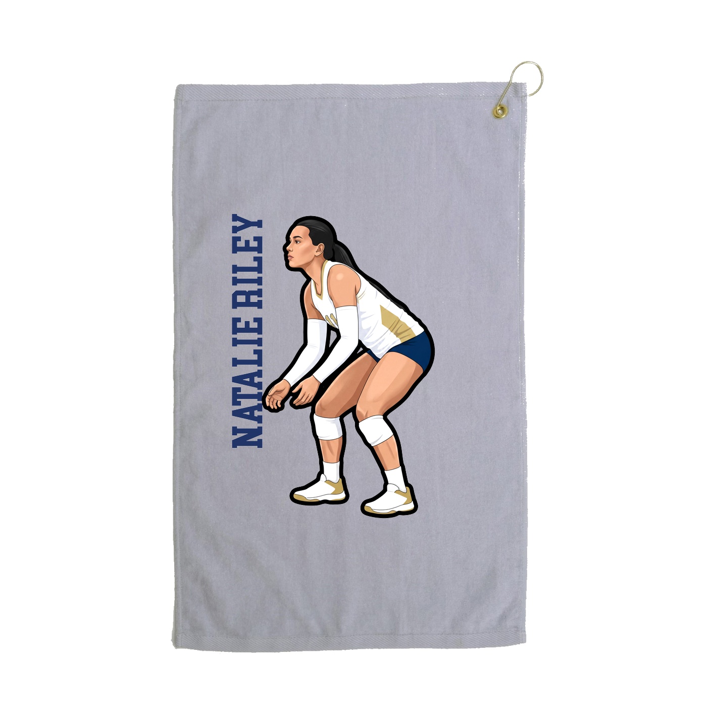 Golf Towel — Name Vertical in Grey